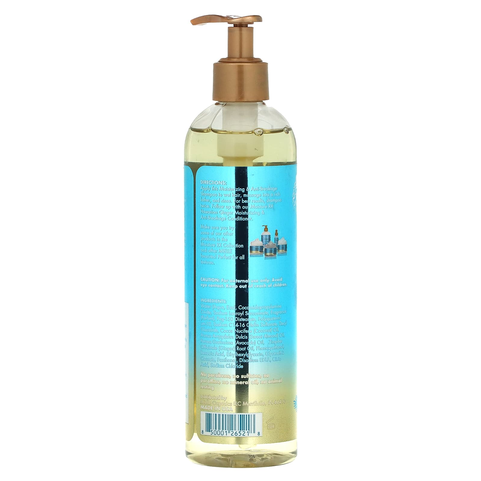 Mielle, Moisture RX, Moisturizing And Anti-Breakage Shampoo, Hawaiian Ginger, 12 fl oz (355 ml)