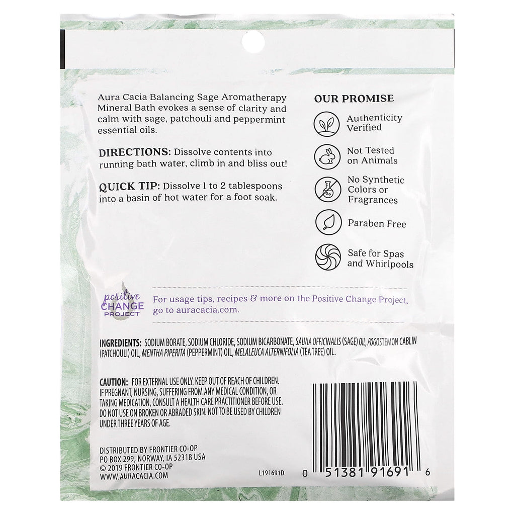 Aura Cacia, Aromatherapy Mineral Bath, Sage, 2.5 oz (70.9 g)
