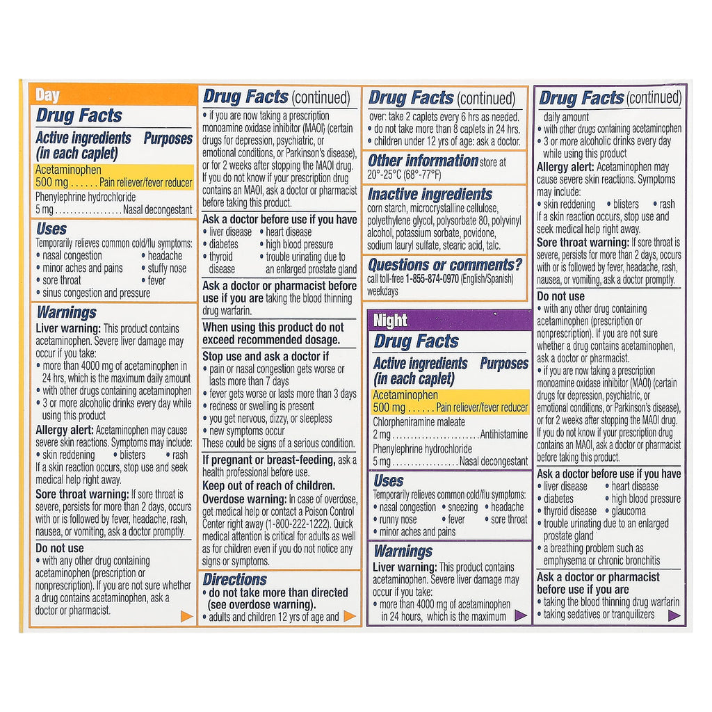 Contac, Cold + Flu, Day/Night, 28 Caplets