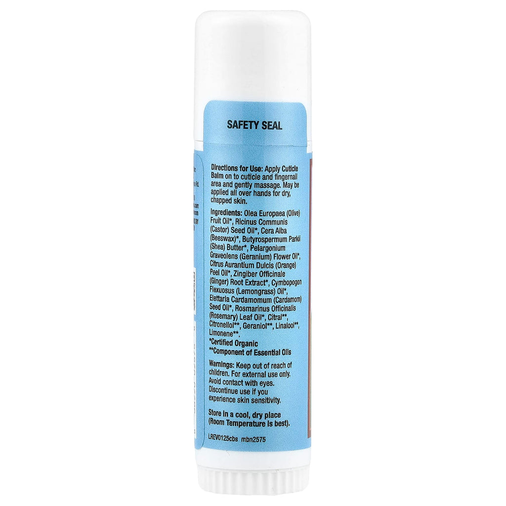 Mild By Nature, Sierra Bees™, Cuticle Care Balm Stick, Geranium, Orange & Lemongrass, 0.6 oz (17 g)
