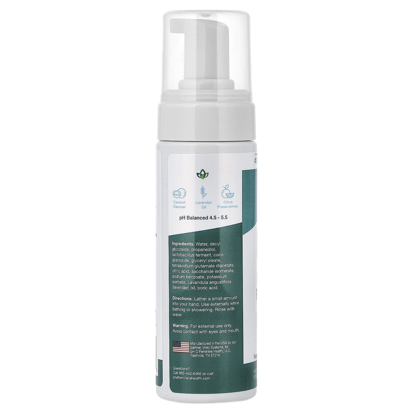 pH-D Feminine Health, Boric Acid Foam Wash, Sensitive, 6 fl oz (177 ml)