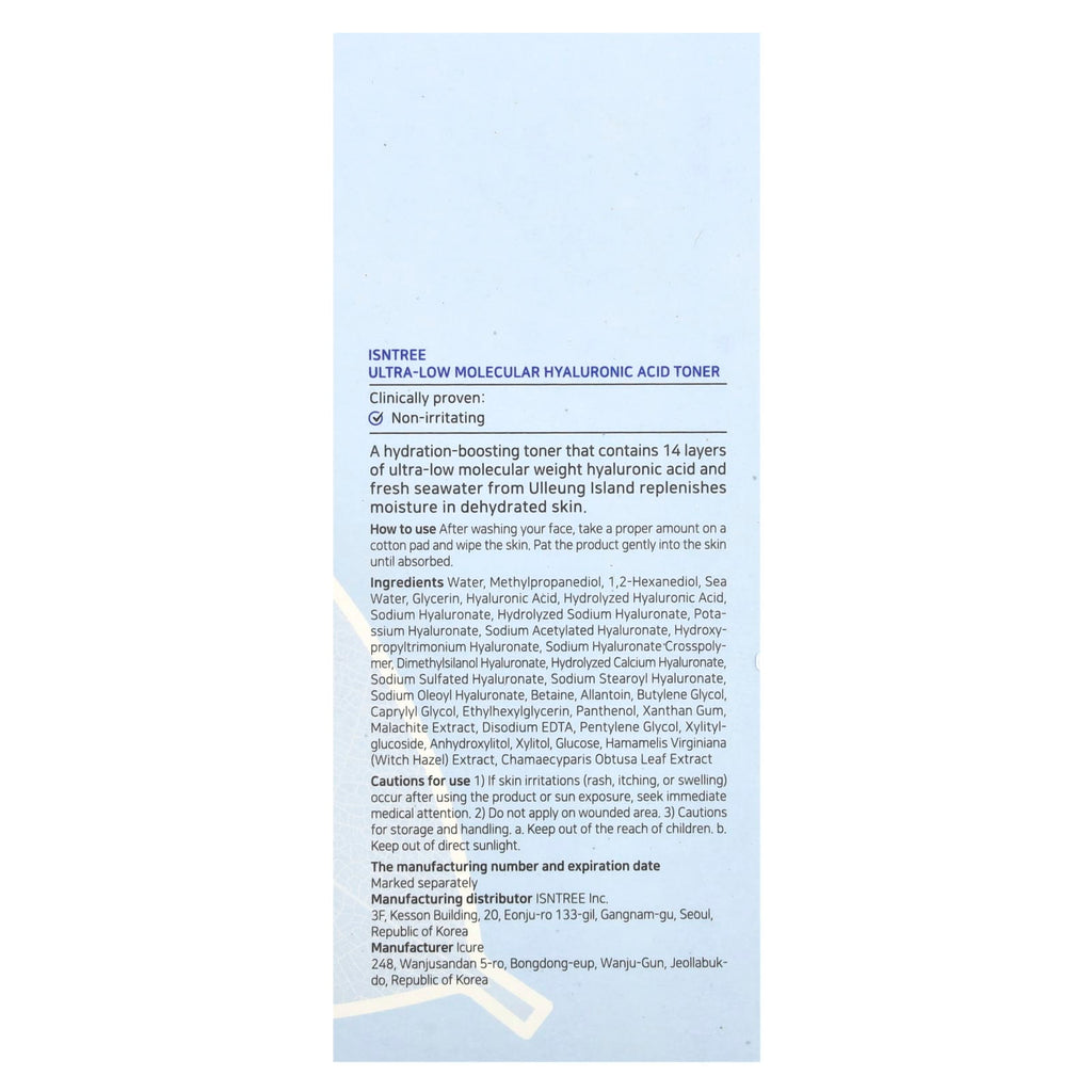 ISNtree, Ultra-Low Molecular Hyaluronic Acid Toner, 10.14 fl oz (300 ml)
