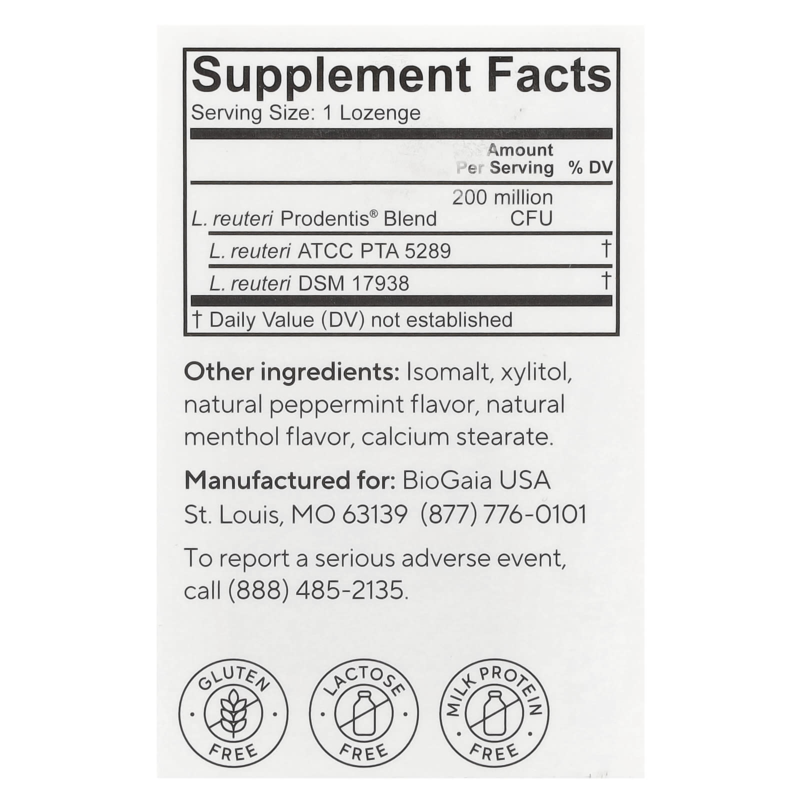 BioGaia, Prodentis® Oral Health Probiotic, For Healthy Gums & Teeth, Mint, 30 Probiotic Lozenges