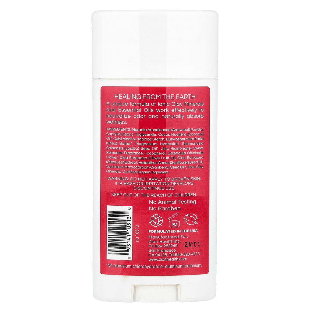 Zion Health, Glide, ClayDry Deodorant, Sweet Romance, 2.8 oz (80 g)