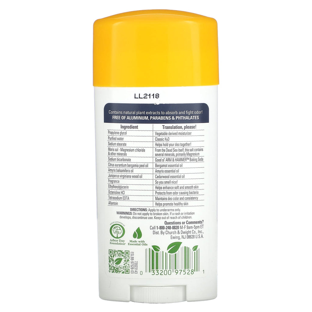 Arm & Hammer, Essentials with Natural Deodorizers, Deodorant, Magnesium, Vanilla Sandalwood, 2.5 oz (71 g)