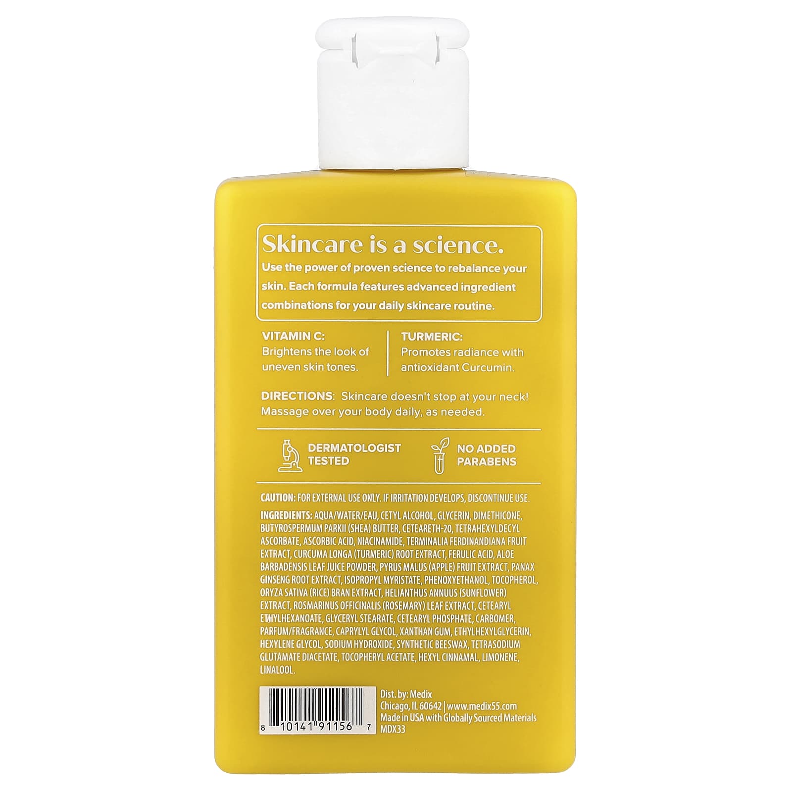 Medix 5.5, Body Cream, Vitamin C + Turmeric, 3 fl oz (89 ml)
