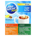 Alka-Seltzer Plus, Severe Cold & Flu, Day & Night, Honey Lemon Zest, 12 Packets