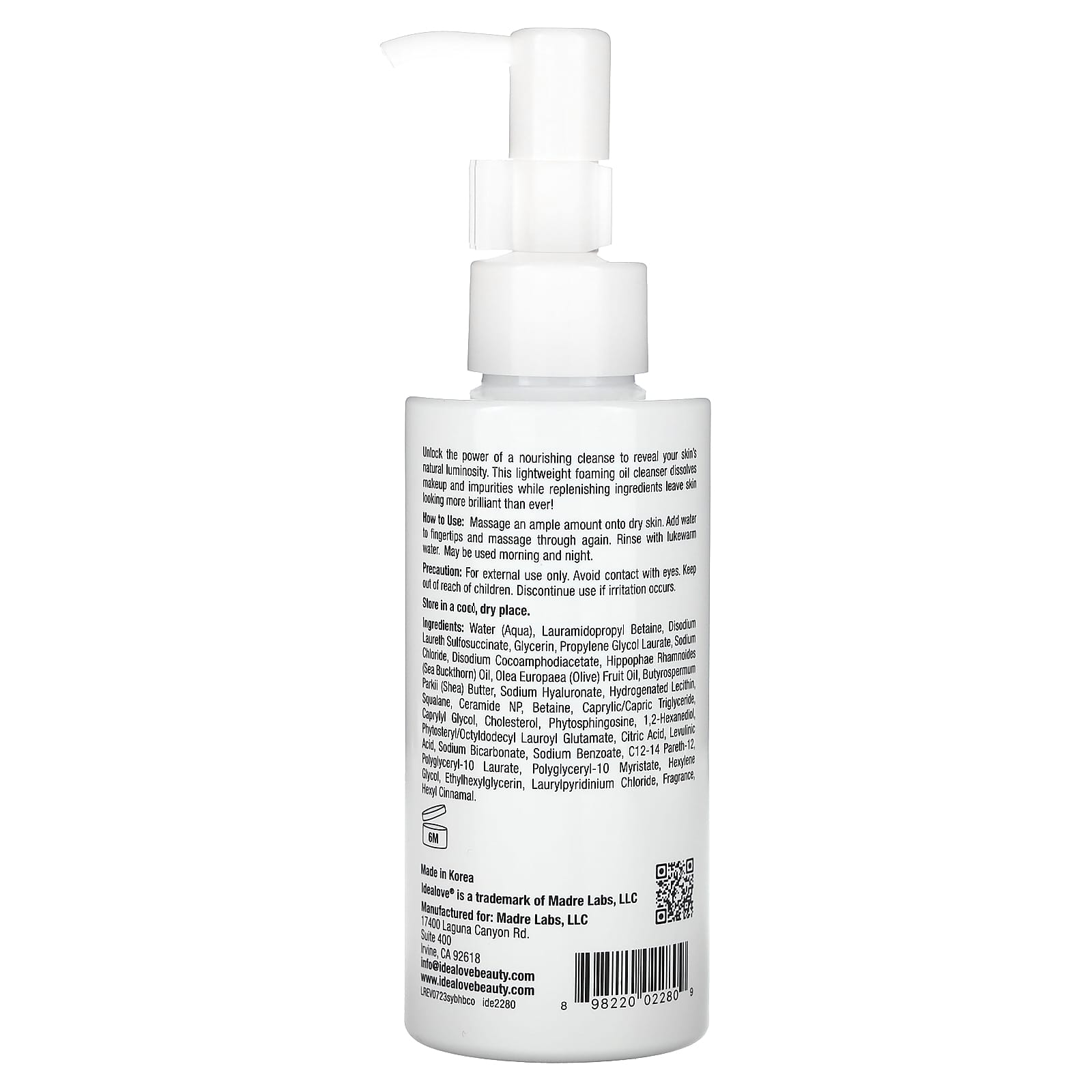 Idealove, Serves You Bright Hydrating Bubble Cleansing Oil, 4.9 fl oz (145 ml)