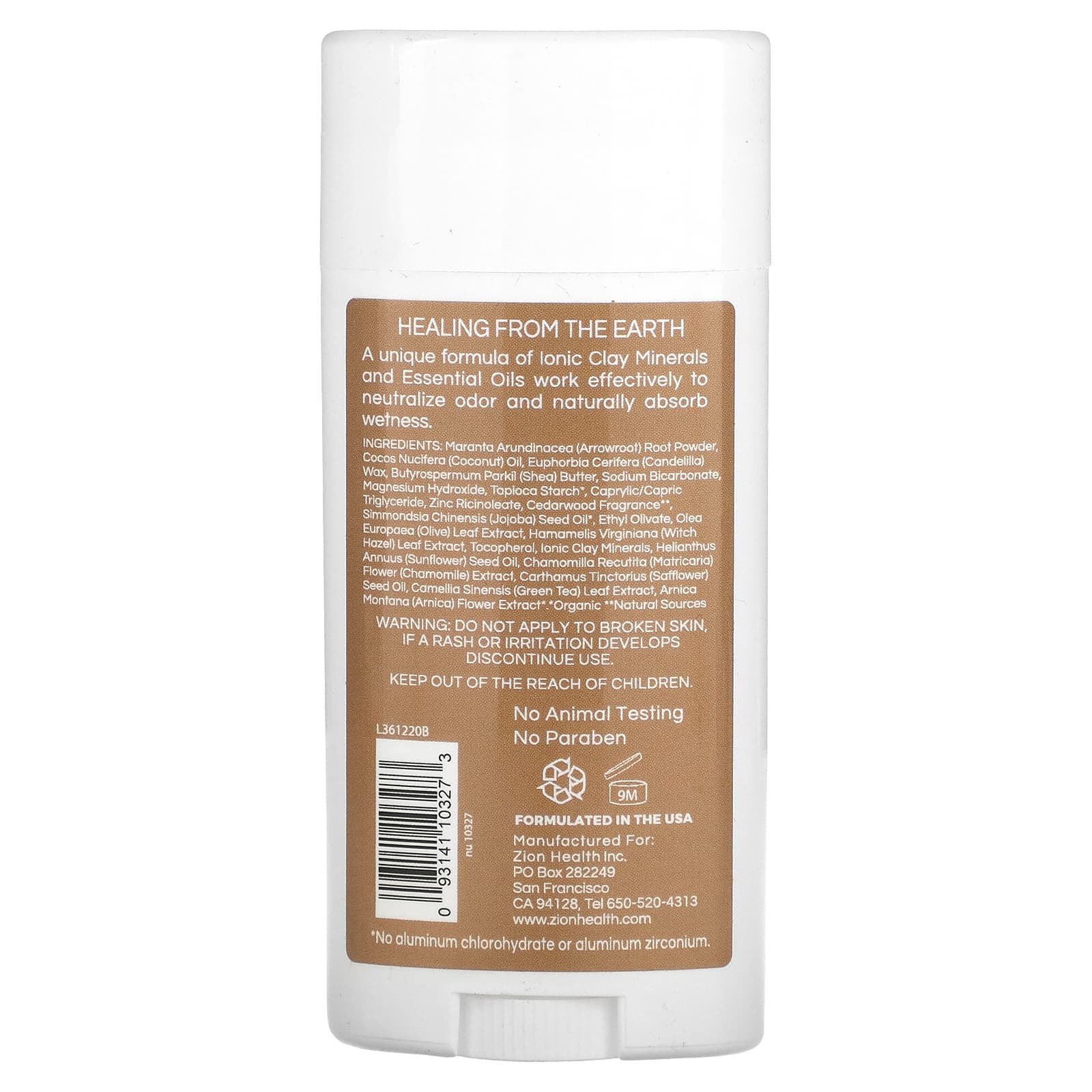 Zion Health, Bold, ClayDry Deodorant, Cedarwood, 2.8 oz (80 g)