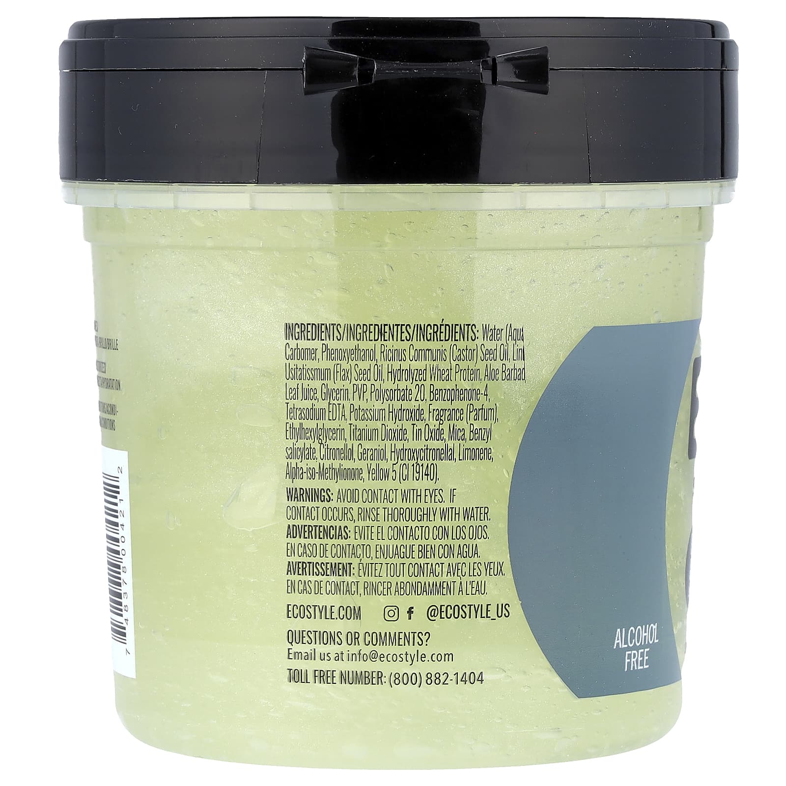 Eco Style, Styling Gel, Max Hold, All Hair Types, Black Castor & Flaxseed Oil, 16 oz (454 g)