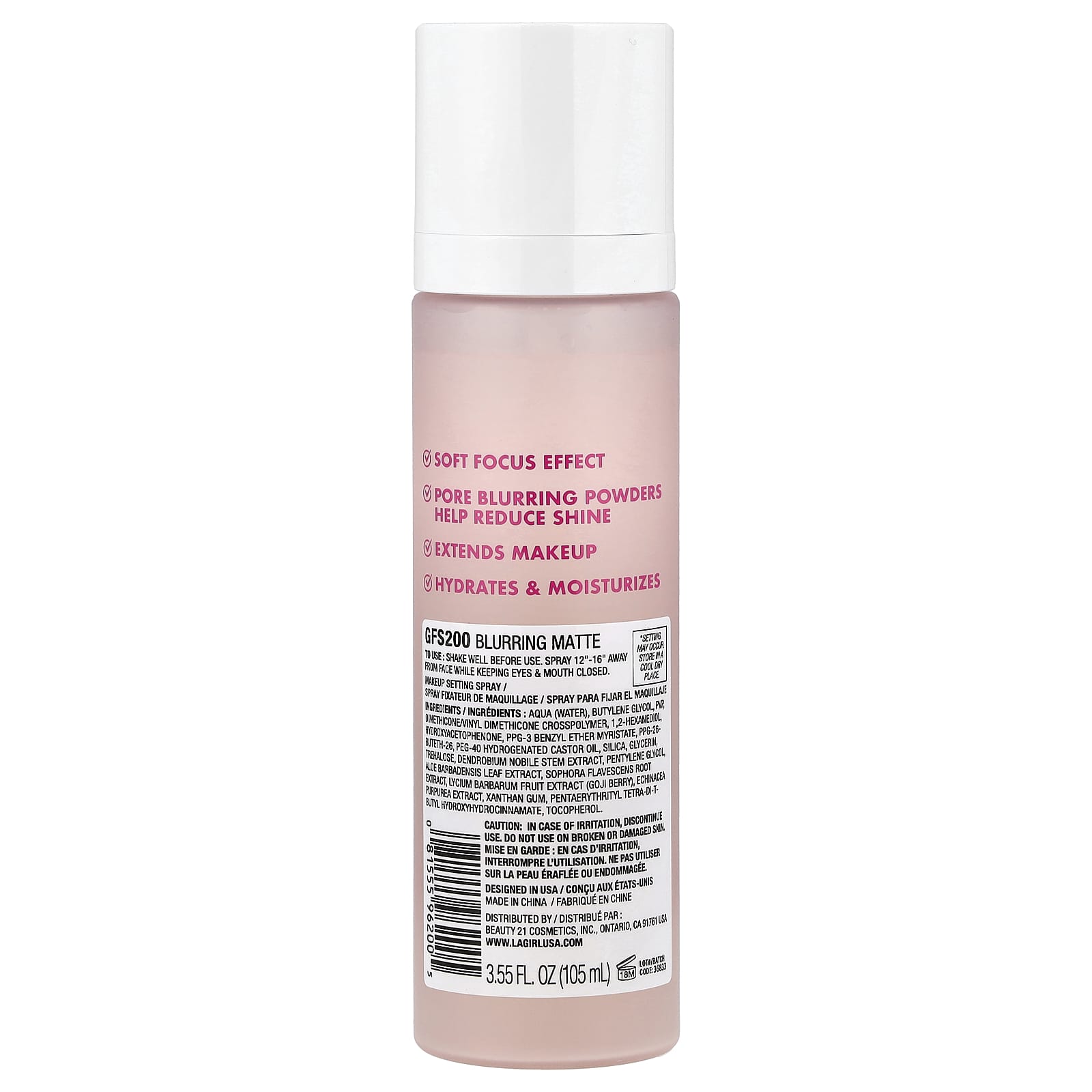 L.A. Girl, Pro Perfect, Multi-Tasking Setting Spray, GFS200 Blurring Matte, 3.55 fl oz (105 ml)