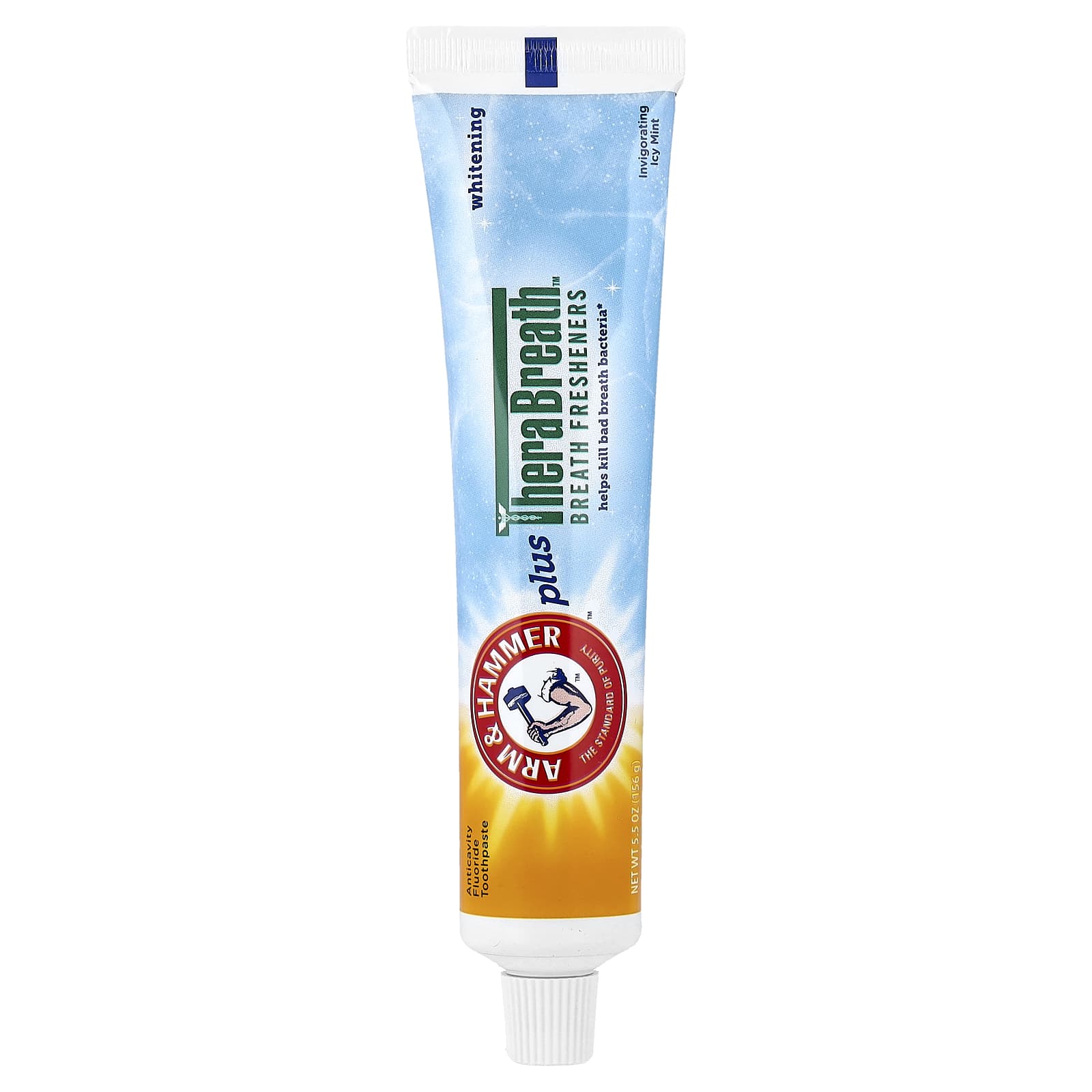 Arm & Hammer, TheraBreath™ Breath Fresheners, Anticavity Fluoride Toothpaste, Whitening, Invigorating Icy Mint, 5.5 oz (156 g)