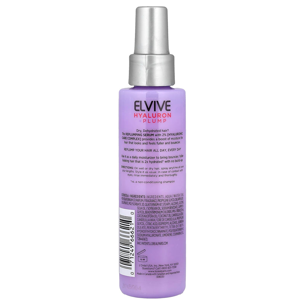 L'Oréal, Elvive, Hyaluron + Pump, Replumping Serum, Dry Dehydrated Hair, 4.4 fl oz (130 ml)