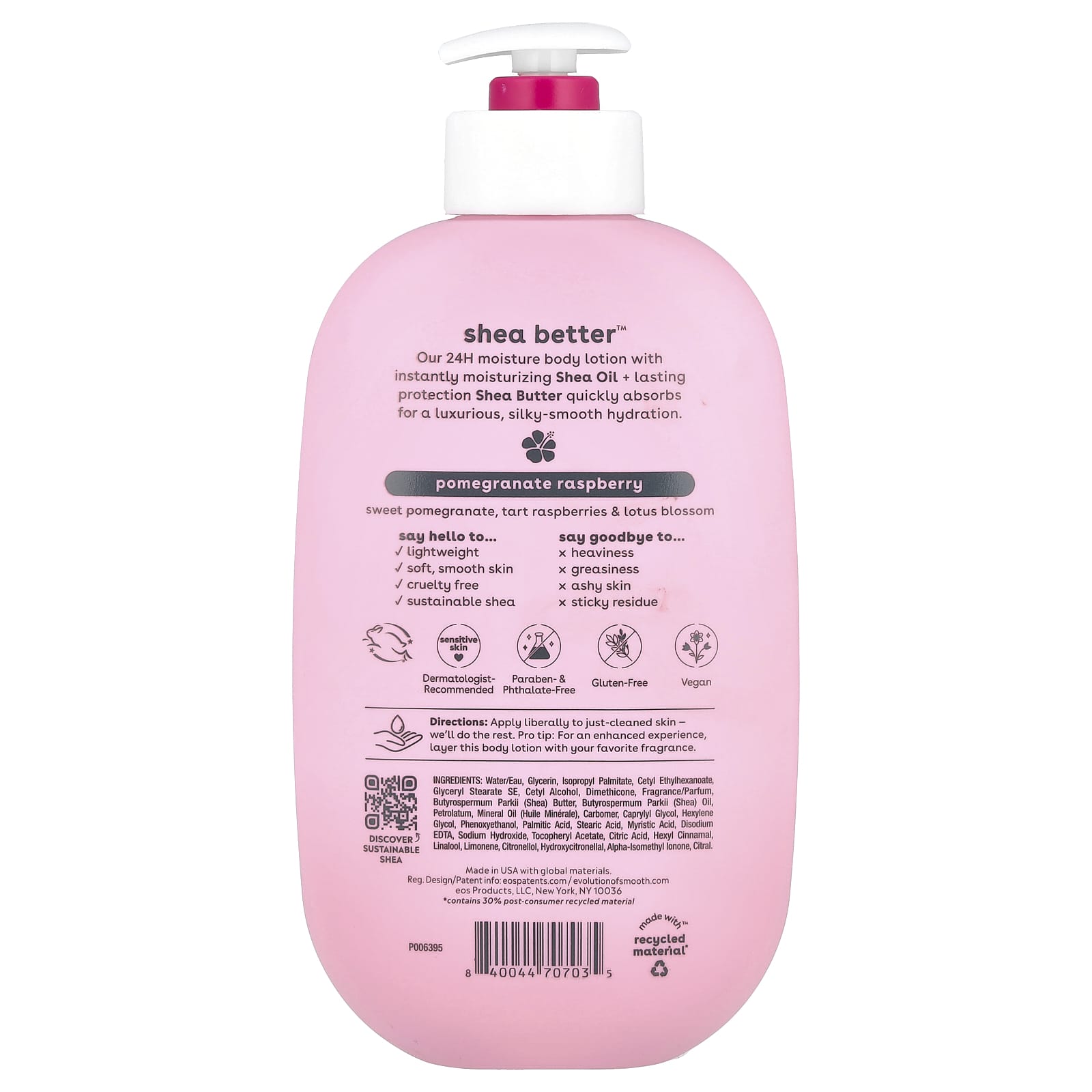 EOS, Shea Better™, 24H Moisture Body Lotion, Pomegranate Raspberry, 16 fl oz (473 ml)