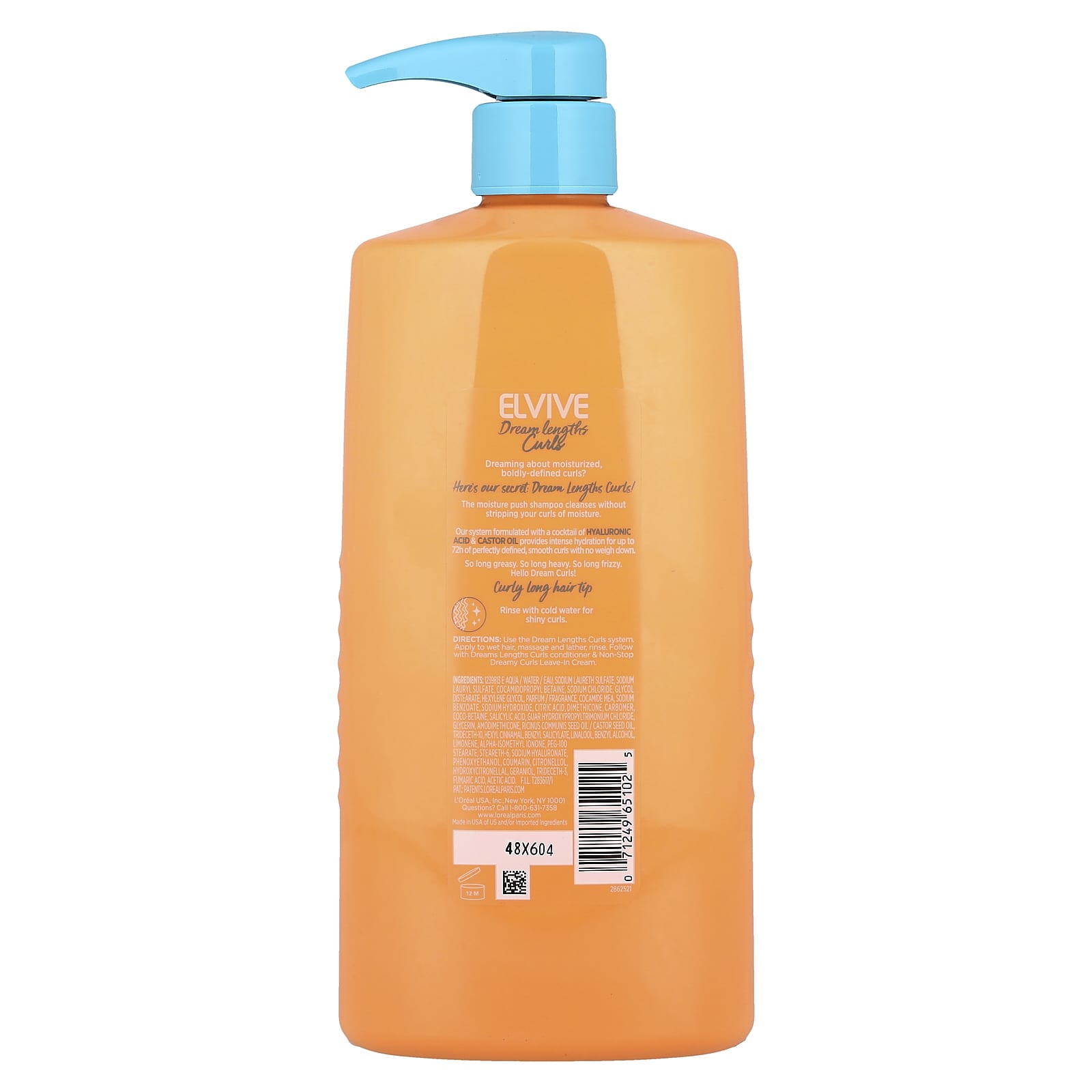 L'Oréal, Elvive, Dream Lengths Curls, Moisture Push Shampoo, Wavy to Curly Hair, 28 fl oz (828 ml)