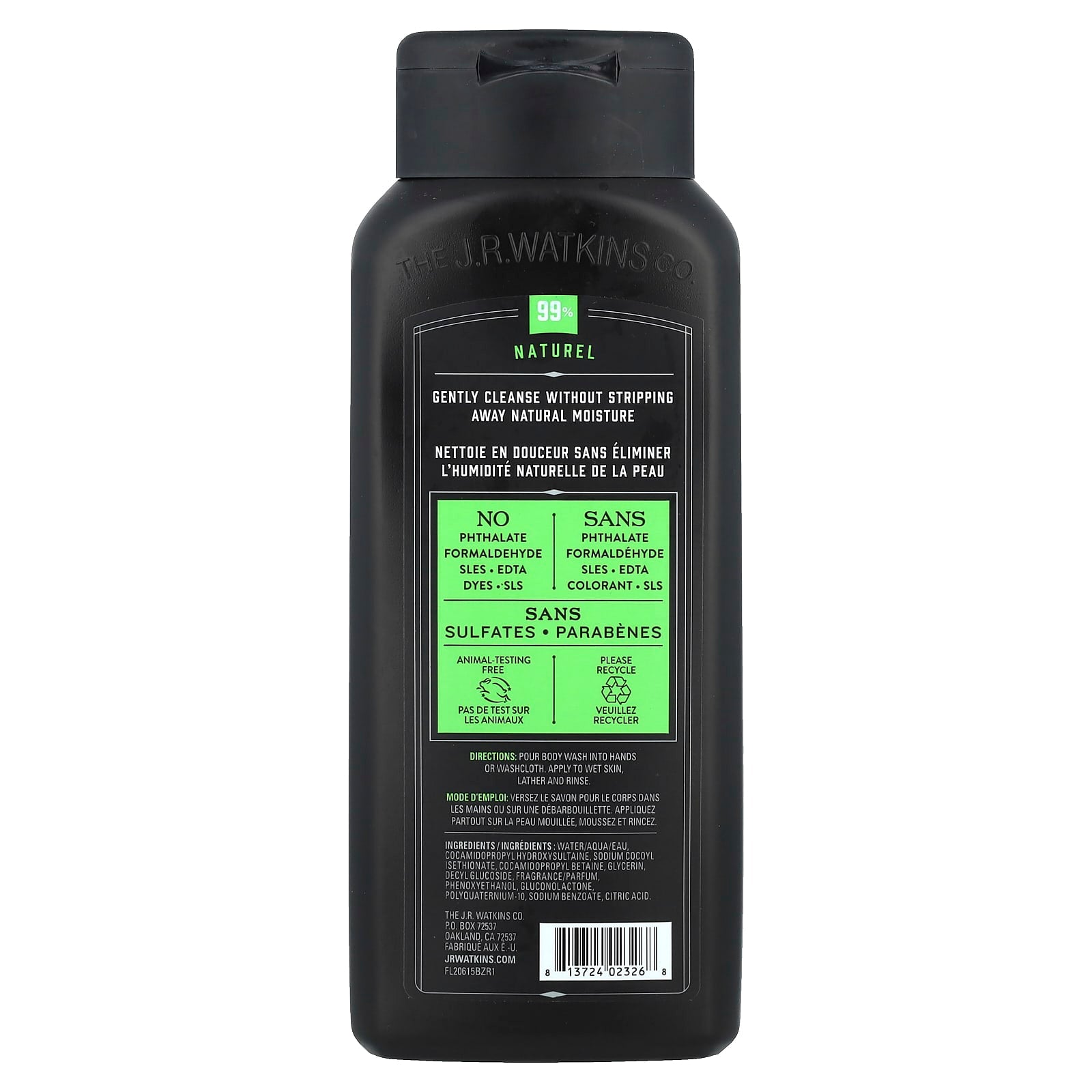 J R Watkins, Men's Body Wash, Wintergreen & Spruce, 18 fl oz (532 ml)