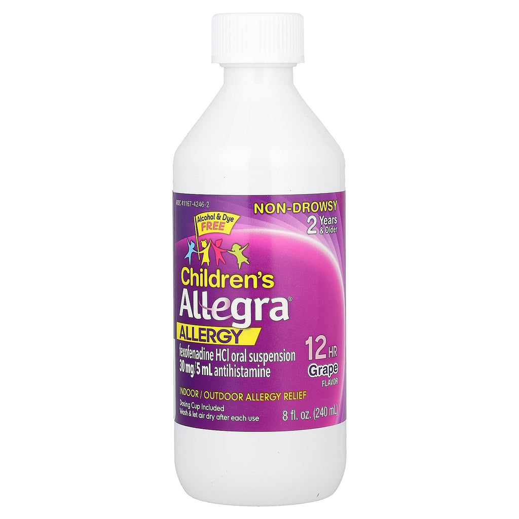 Allegra, Children's Allergy, 12 HR, Ages 2 Years & Older, Grape, 30 mg, 8 fl oz (240 ml)