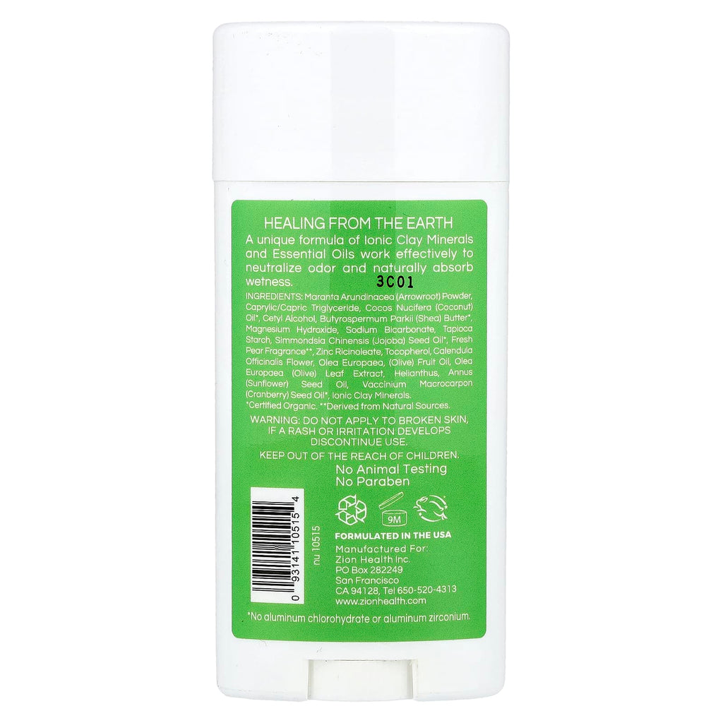Zion Health, Bold, ClayDry Deodorant, Fresh Pear, 2.8 oz (80 g)