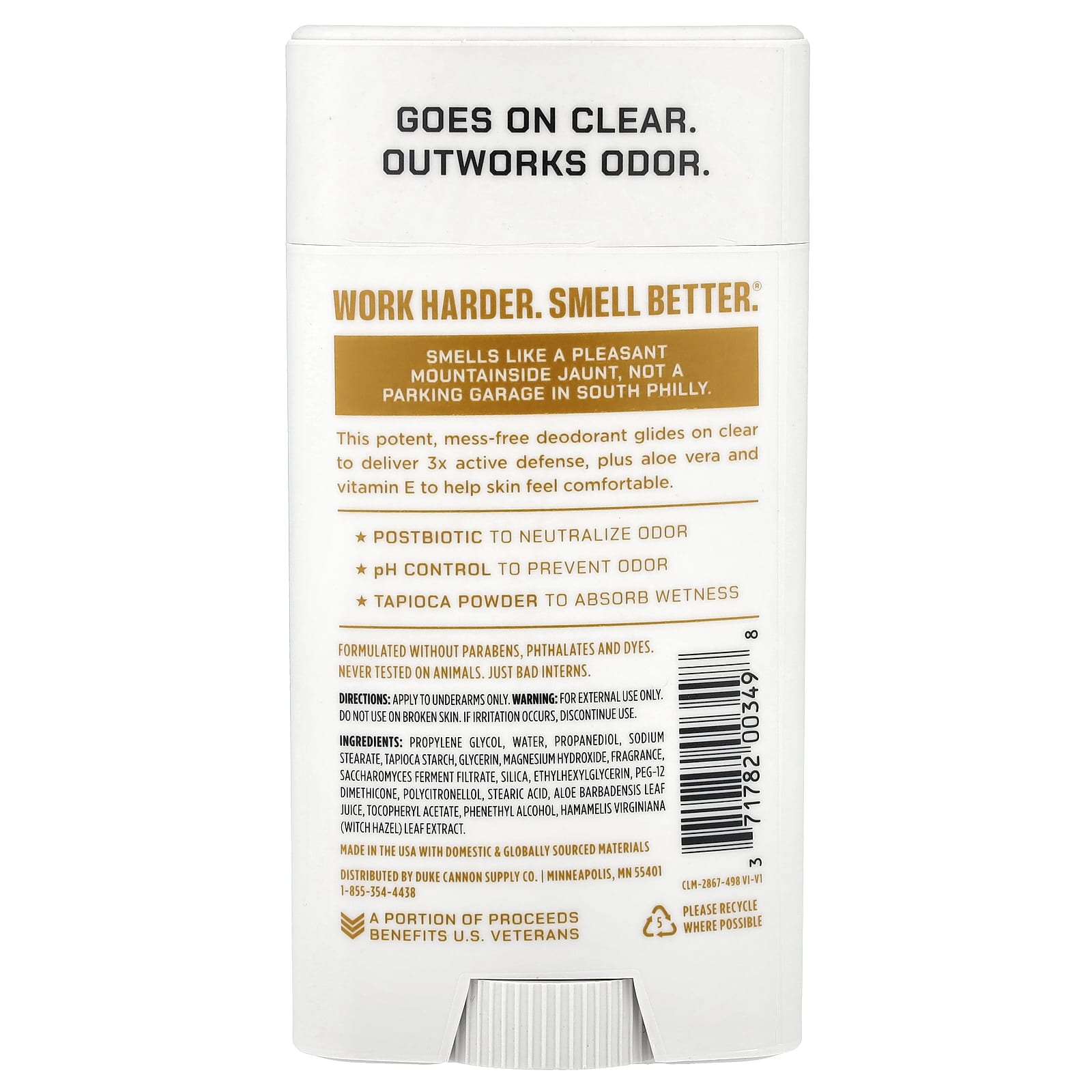 Duke Cannon Supply Co., Air Defense™, Active Deodorant, Aluminum Free, Sawtooth, 3 oz (85 g)
