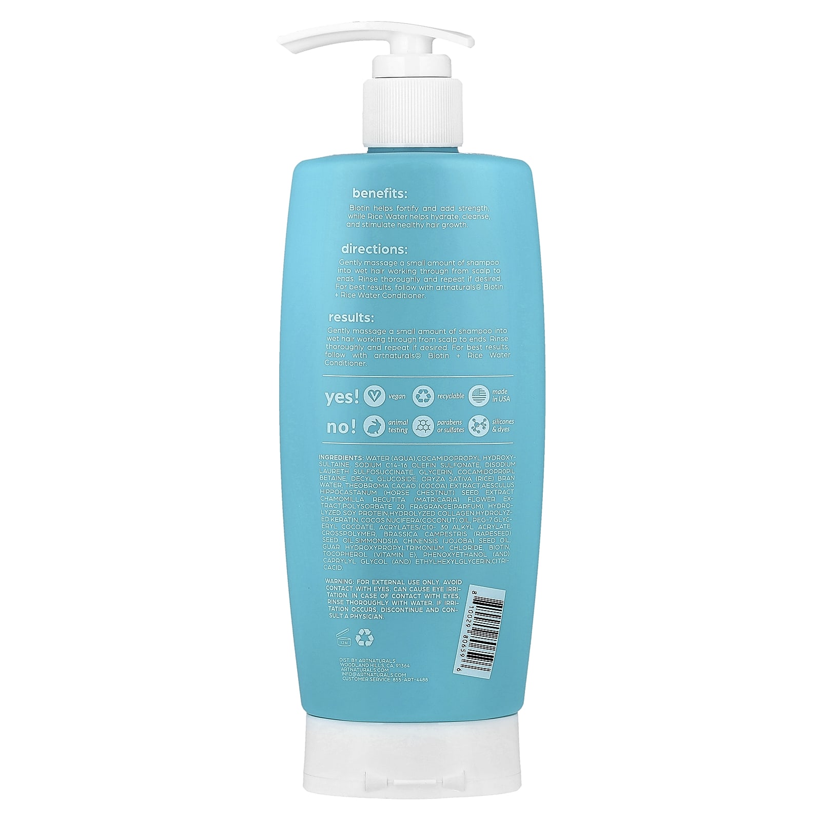 artnaturals, Biotin + Rice Water Strengthen Shampoo, For Men and Women, Step 01, 16 fl oz (473 ml)