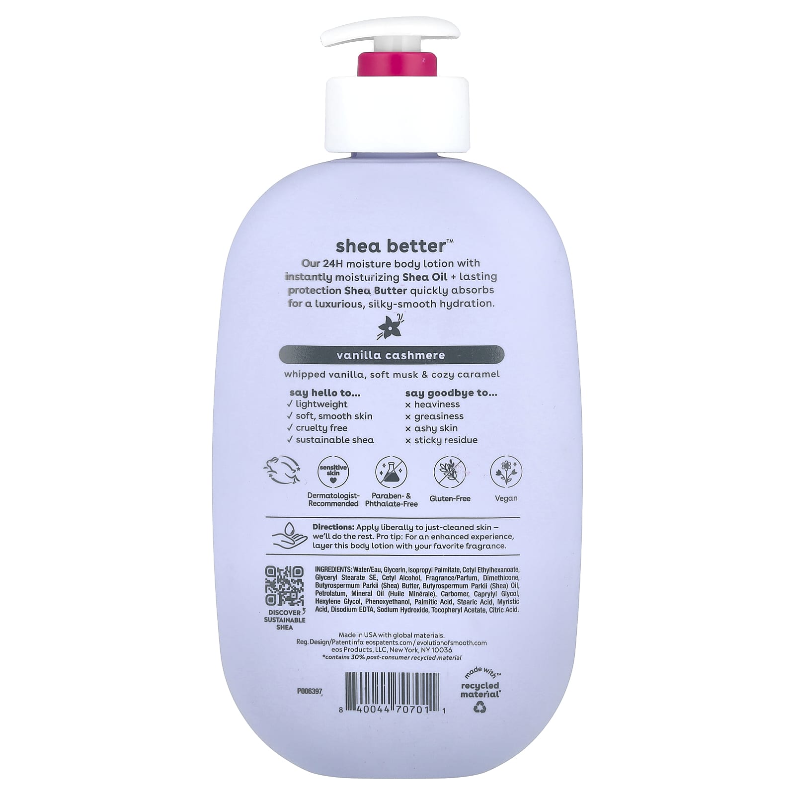 EOS, Shea Better™, 24H Moisture Body Lotion, Vanilla Cashmere , 16 fl oz (473 ml)