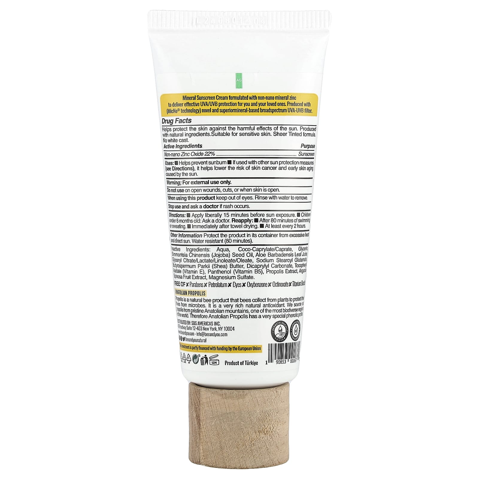 Bee & You, Mineral Sunscreen Cream, SPF 50+, 2.7 fl oz (80 ml)