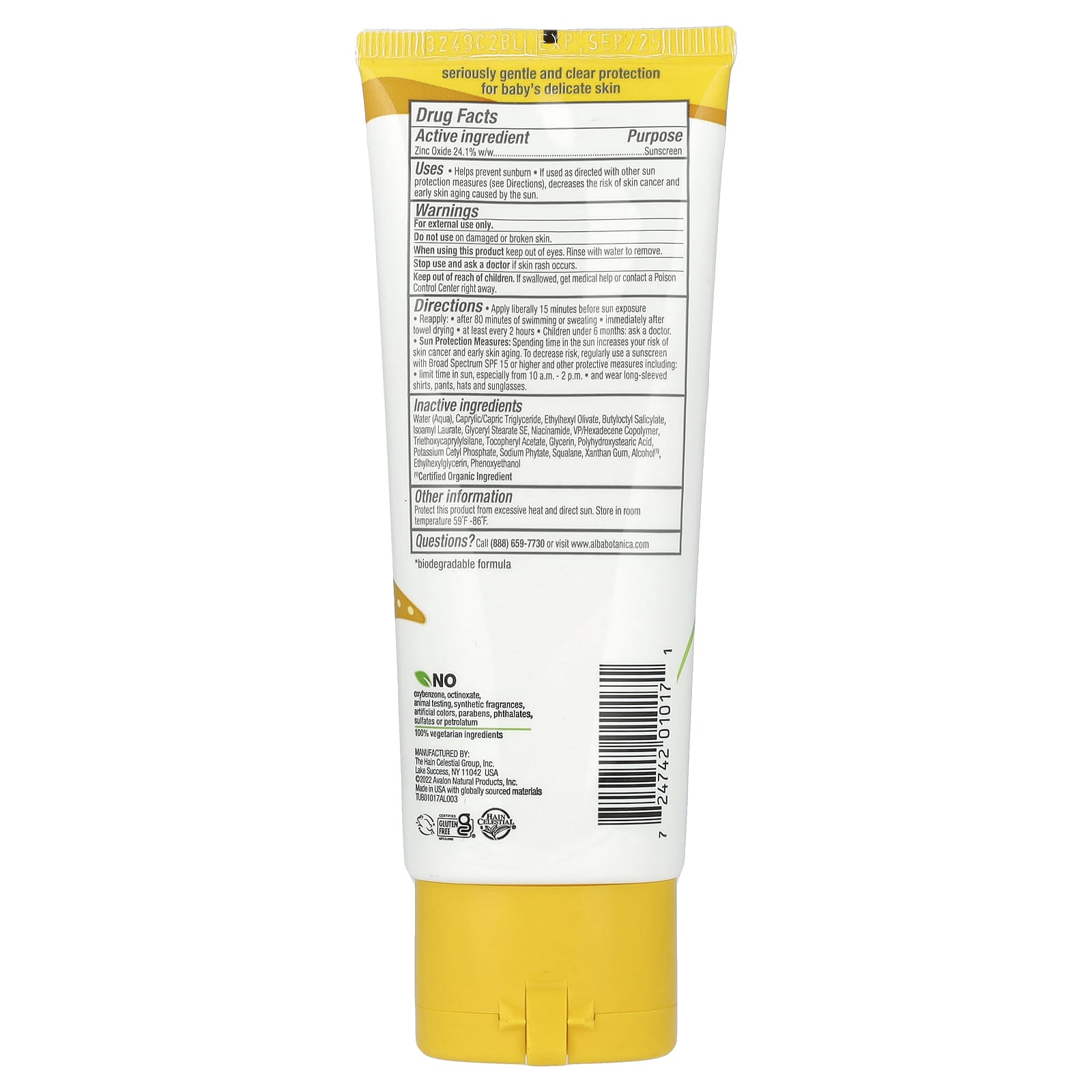 Alba Botanica, Baby, Sheer Mineral Sunscreen Lotion, SPF 50, Fragrance Free, 3 fl oz (89 ml)