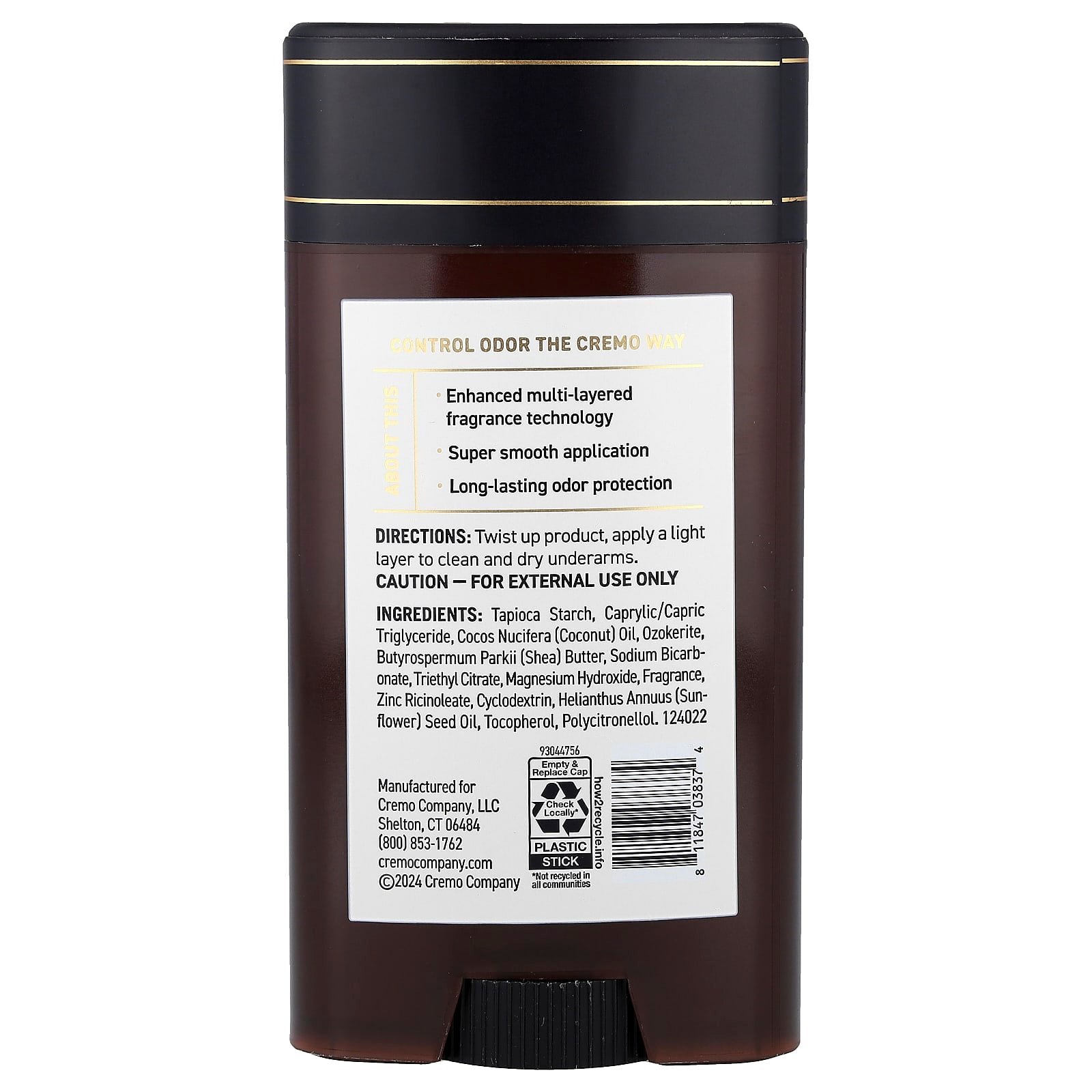 Cremo, Deodorant, Italian Bergamot, 2.65 oz (75 g)