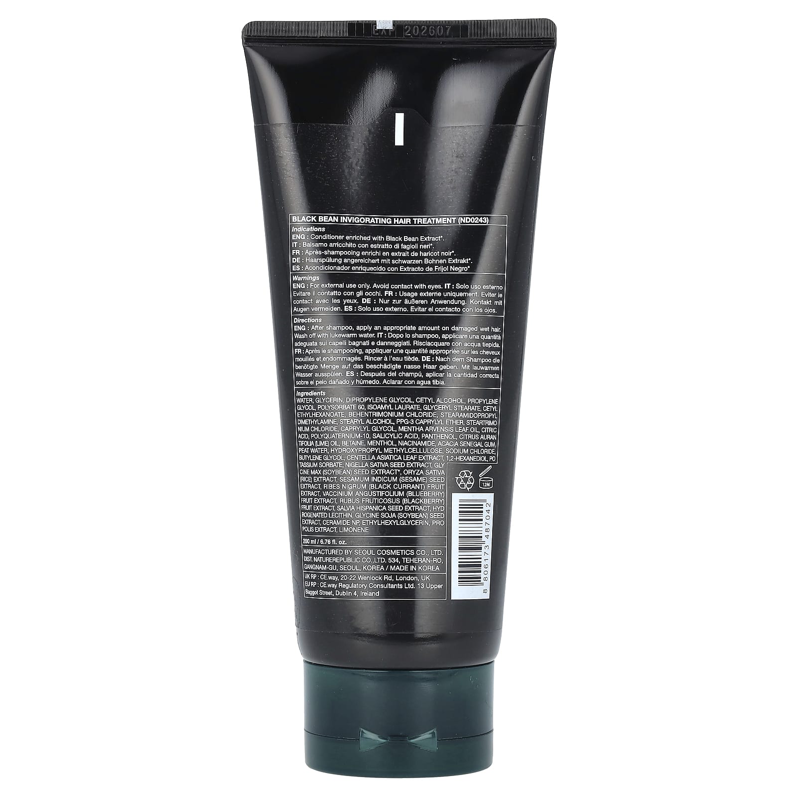 Nature Republic, Black Bean, Invigorating Hair Treatment, 6.76 fl oz (200 ml)