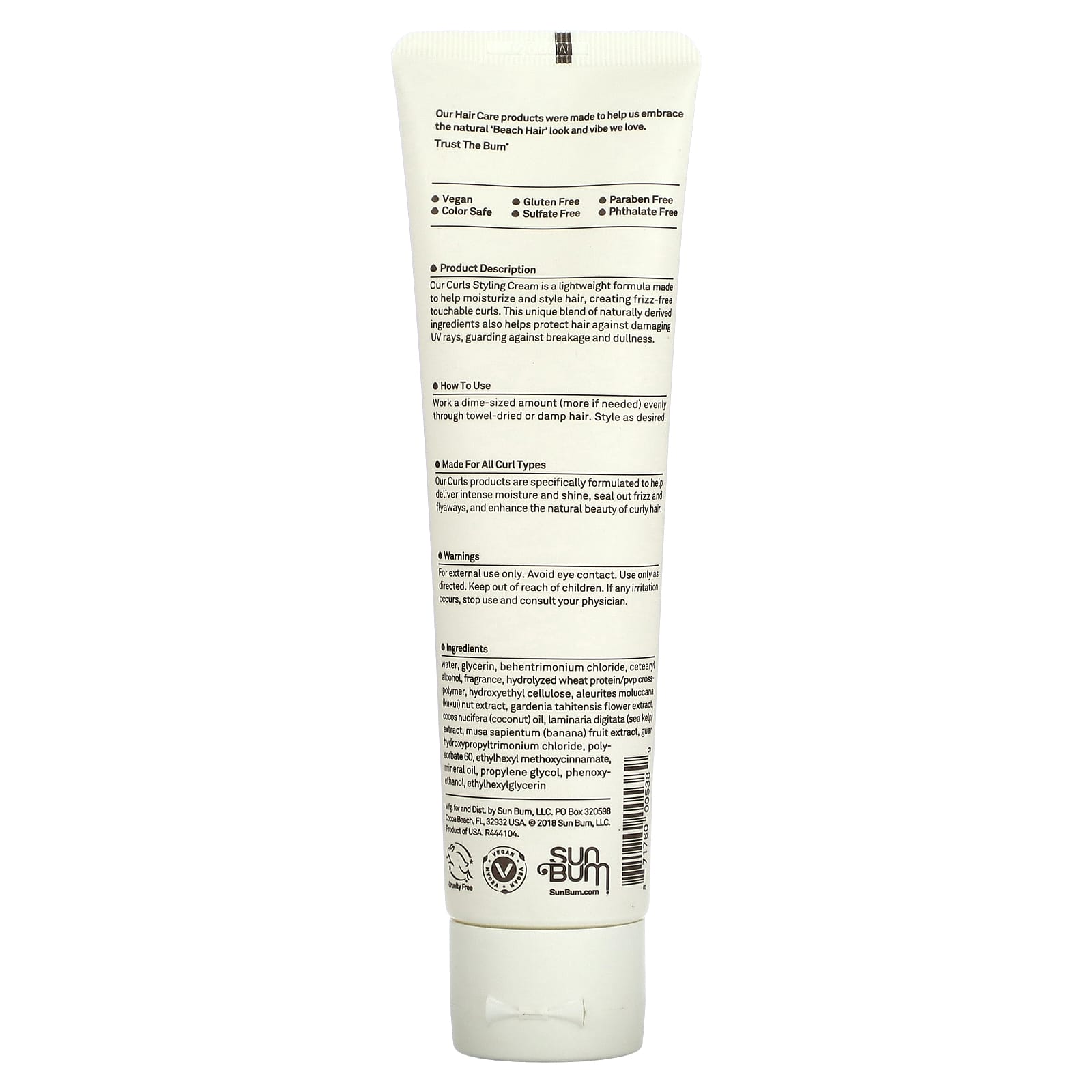 Sun Bum, Curls Styling Cream, 5 fl oz (148 ml)