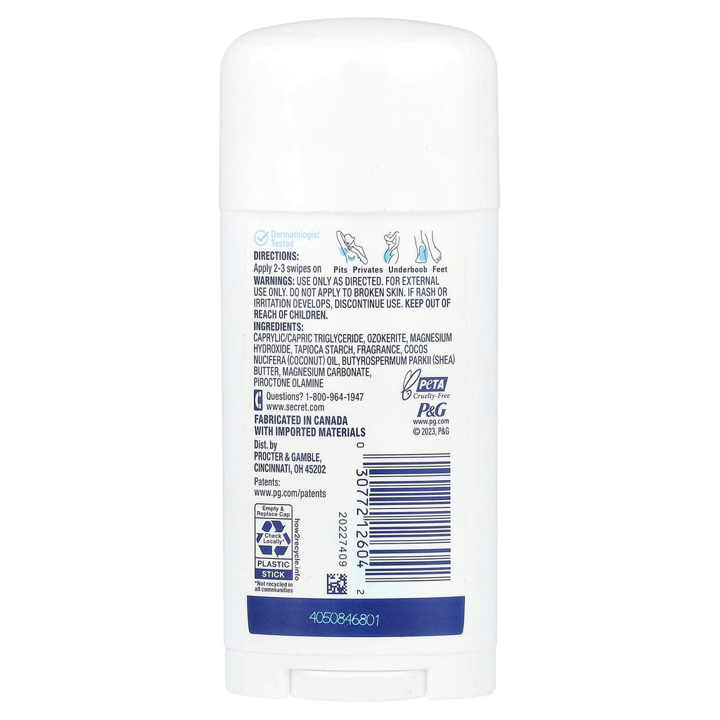 Secret, Whole Body Deodorant, Aluminum Free Dry Solid, Fresh Lilac + Waterlily, 2.4 oz (68 g)