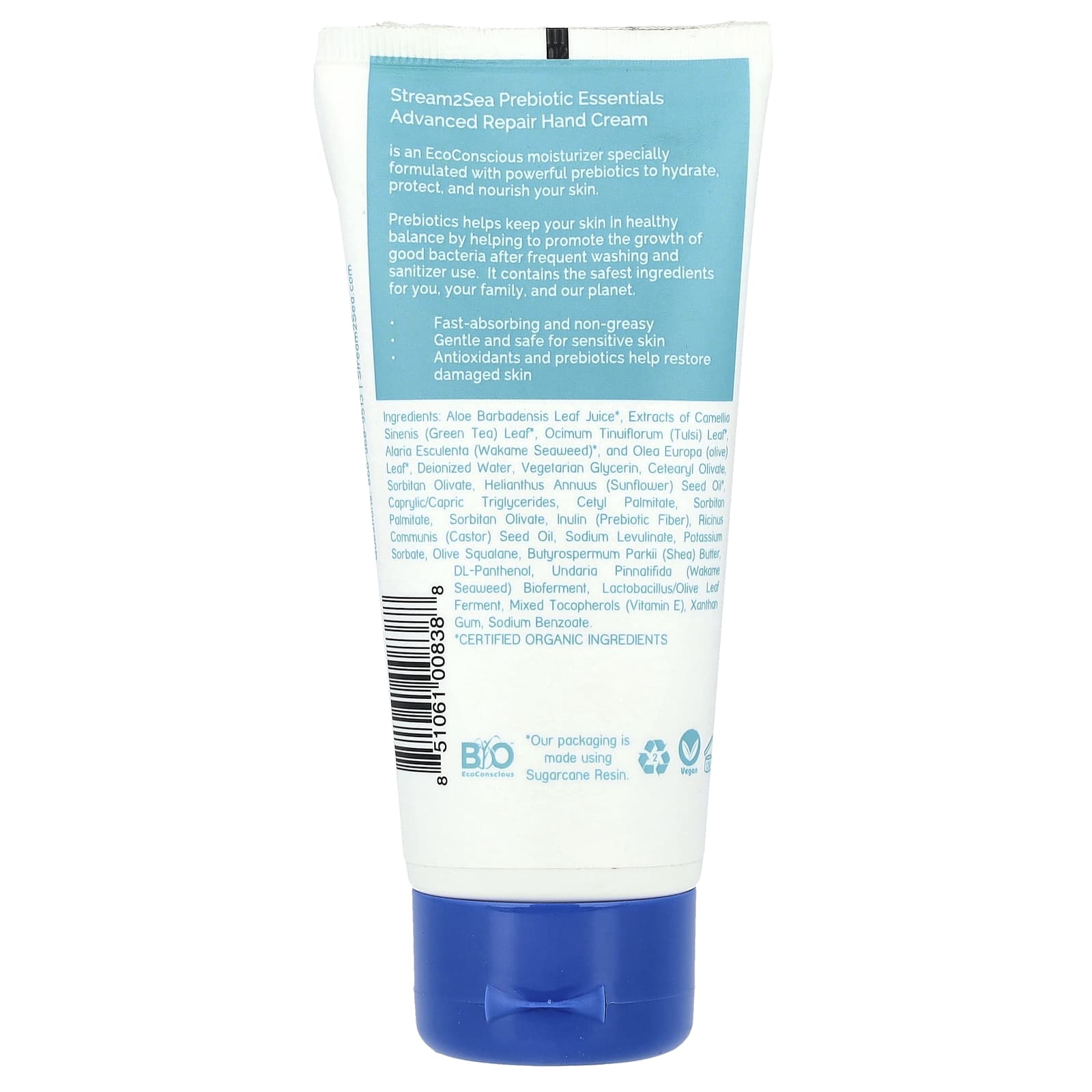 Stream2Sea, Prebiotic Essentials, Hand Cream, Unscented, 3 fl oz (90 ml)