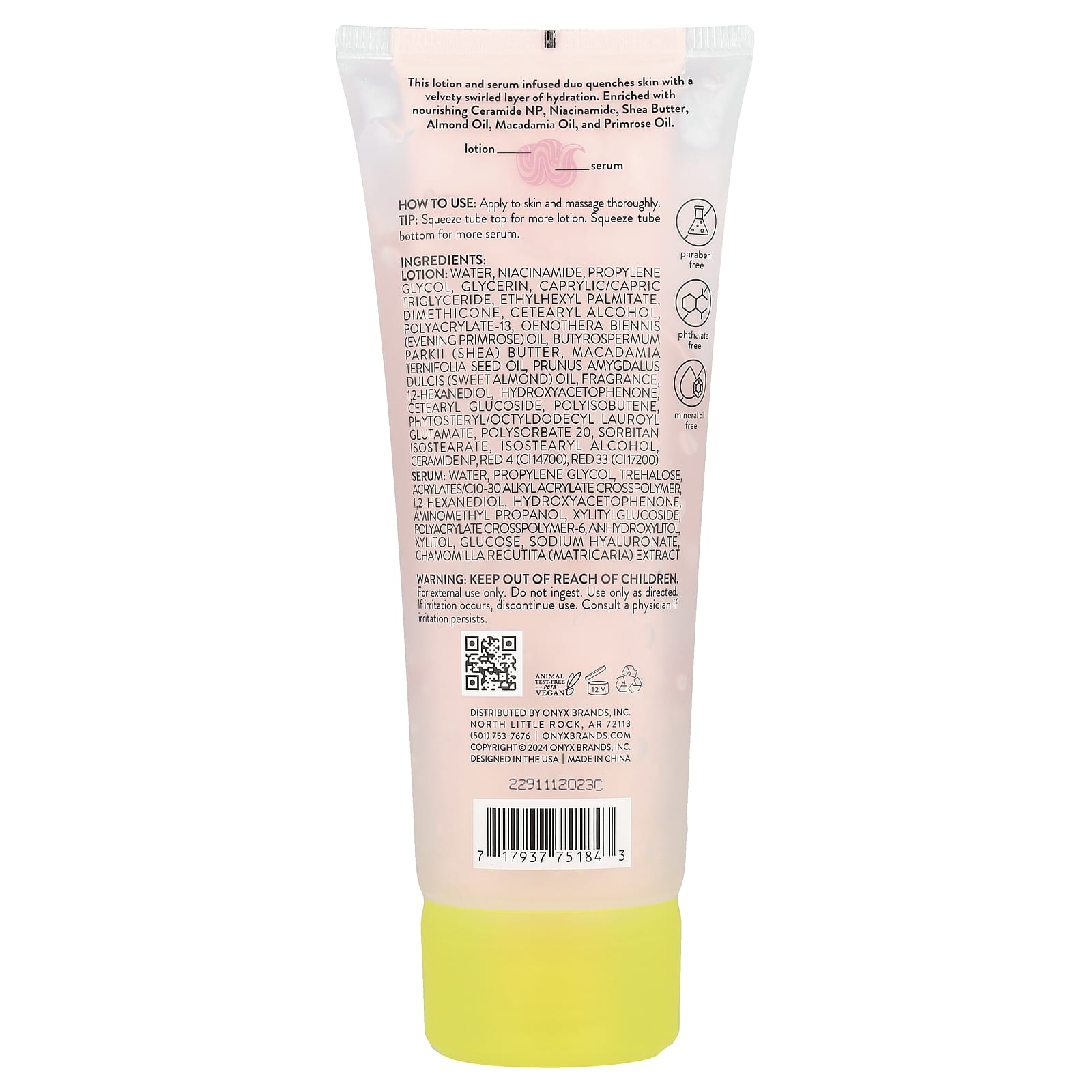 Onyx Professional, Rose Petals, Hydrating Body Lotion & Serum Duo, Rose & Amber, 7 fl oz (208 ml)