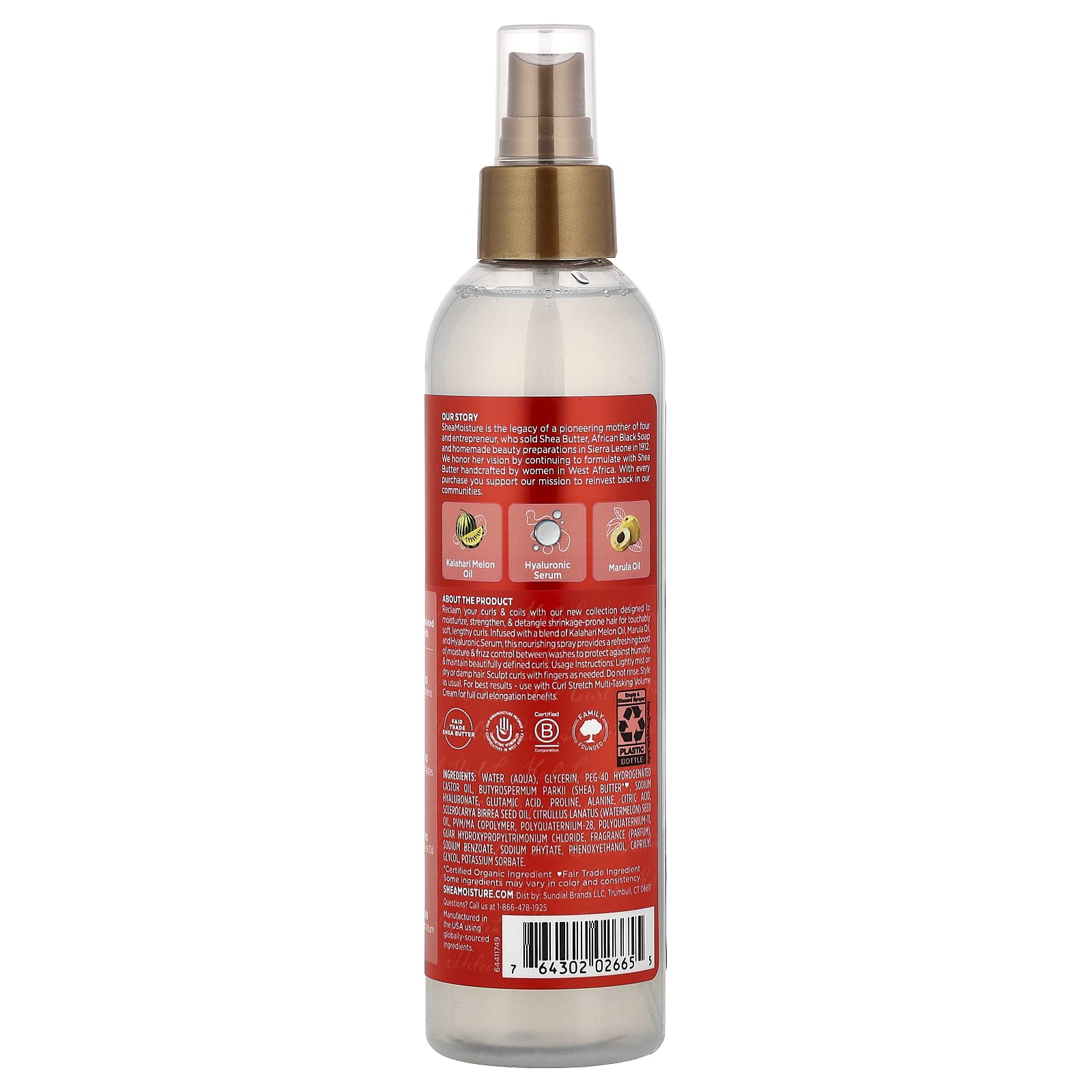 SheaMoisture, Curl Stretch Refresher Spray, Kalahari Melon Oil, 8 fl oz (236 ml)