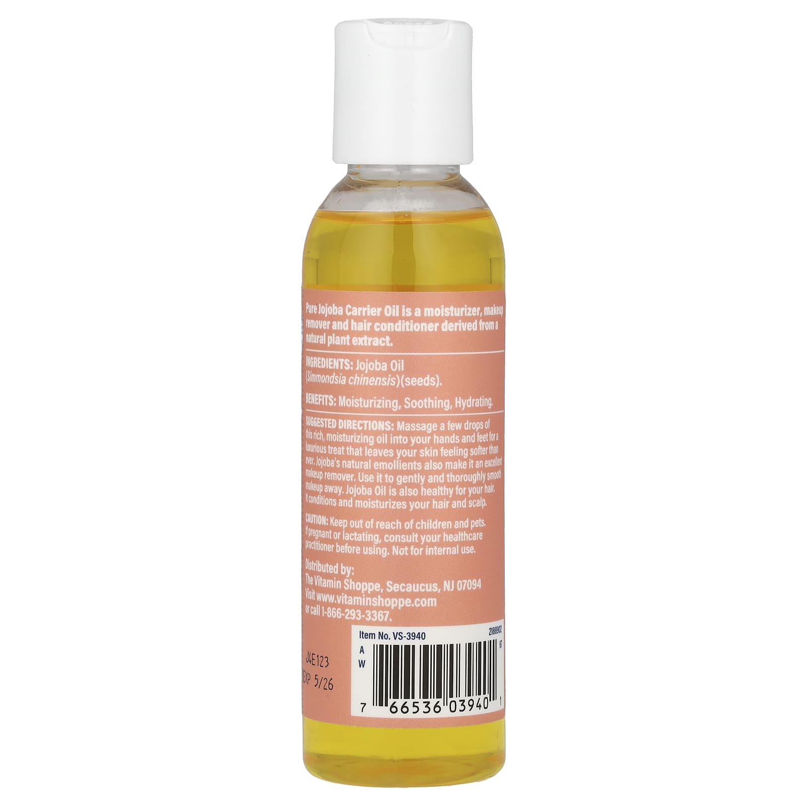 The Vitamin Shoppe, Jojoba Oil , 4 fl oz (118 ml)