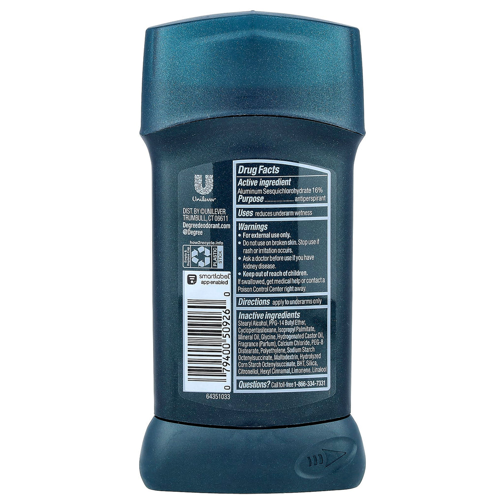 Degree, Advanced, 72H Body Heat Activated™, Antiperspirant Deodorant, Iced Eucalyptus, 2.7 oz (76 g)