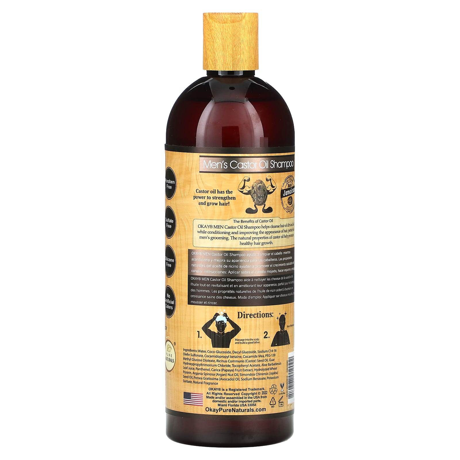 Okay Pure Naturals, For Men, Shampoo, Hair & Beard with All Natural Castor Oil, 16 oz (473 ml)