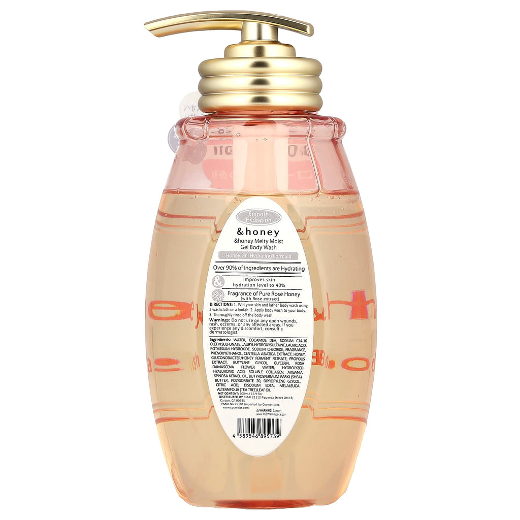 &honey, Melty Moist Gel Body Wash, Pure Rose Honey, 16.9 fl oz (500 ml)