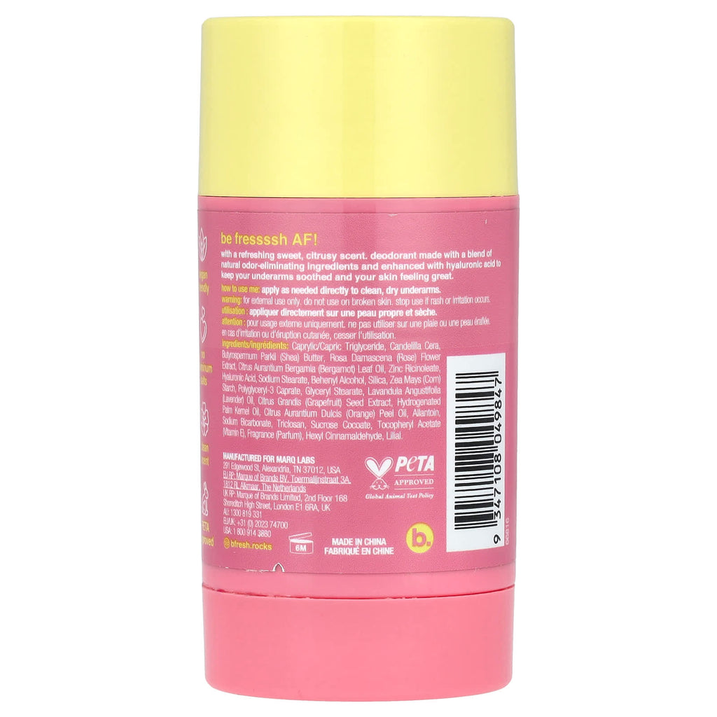 b.fresh, Deodorant with Hyaluronic Acid, Grapefruity Good, 2.64 oz (75 g)