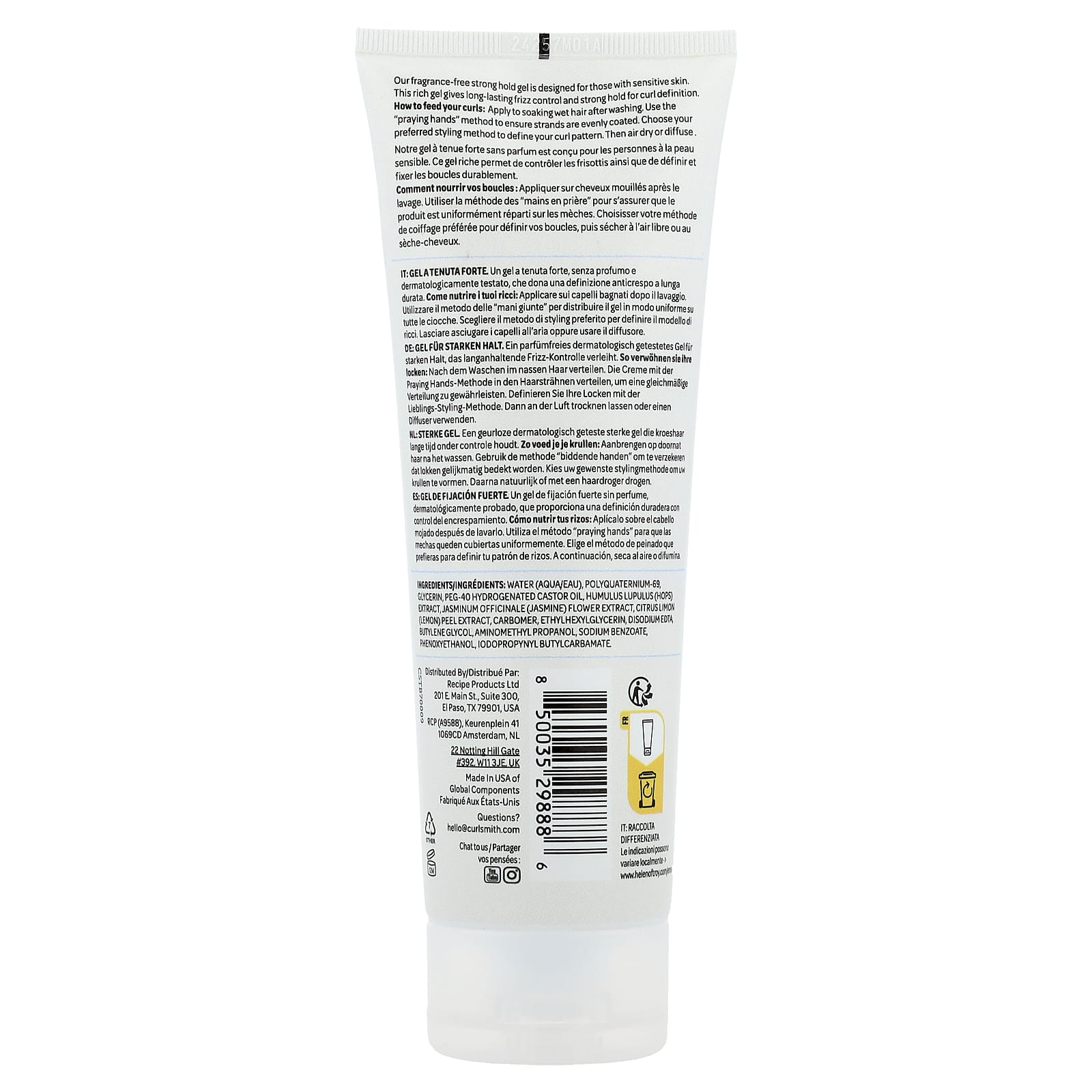 Curlsmith, Fragrance Free Strong Hold Gel, All Curl Types, 8 fl oz (237 ml)