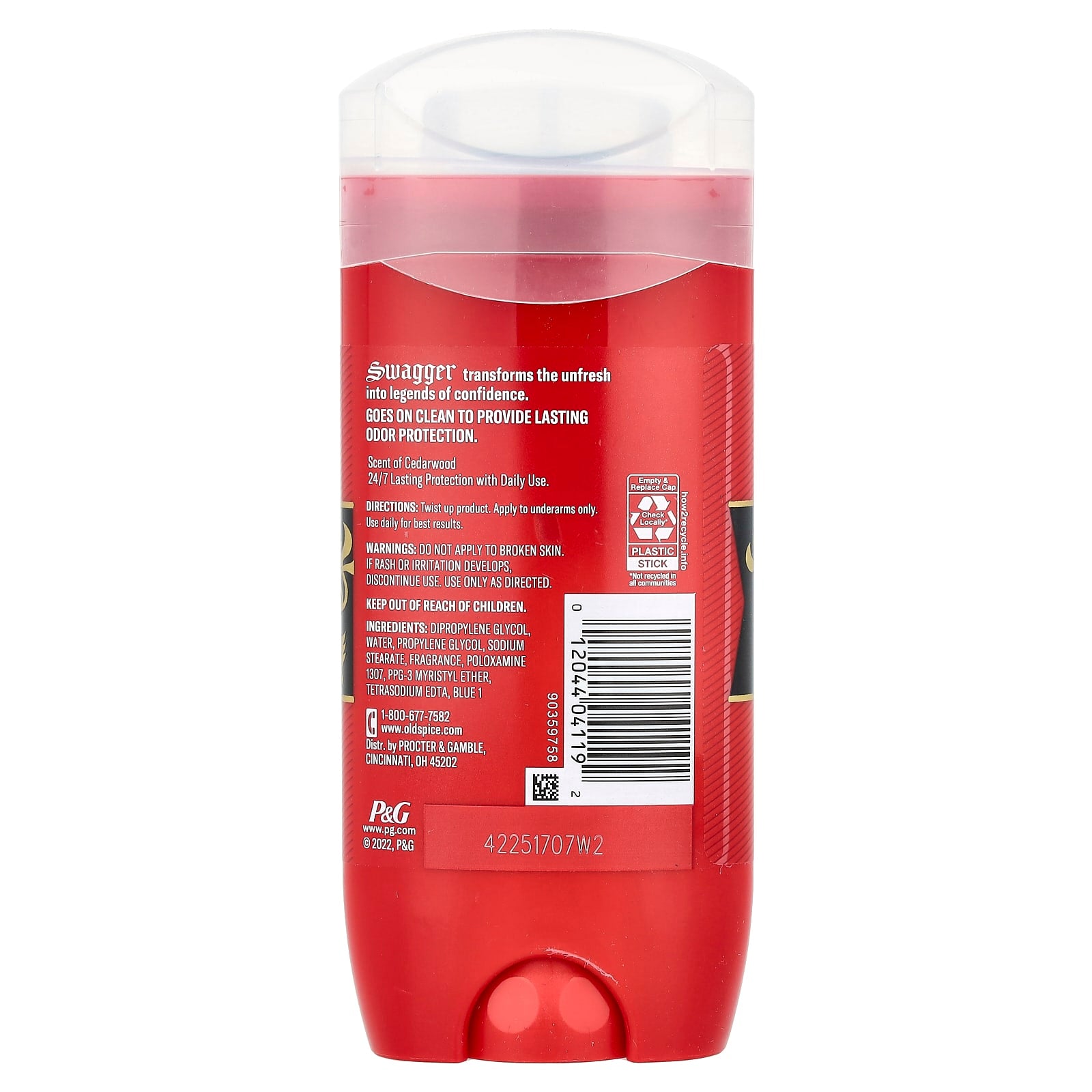 Old Spice, Swagger Deodorant, Cedarwood, 3.8 oz (107 g)