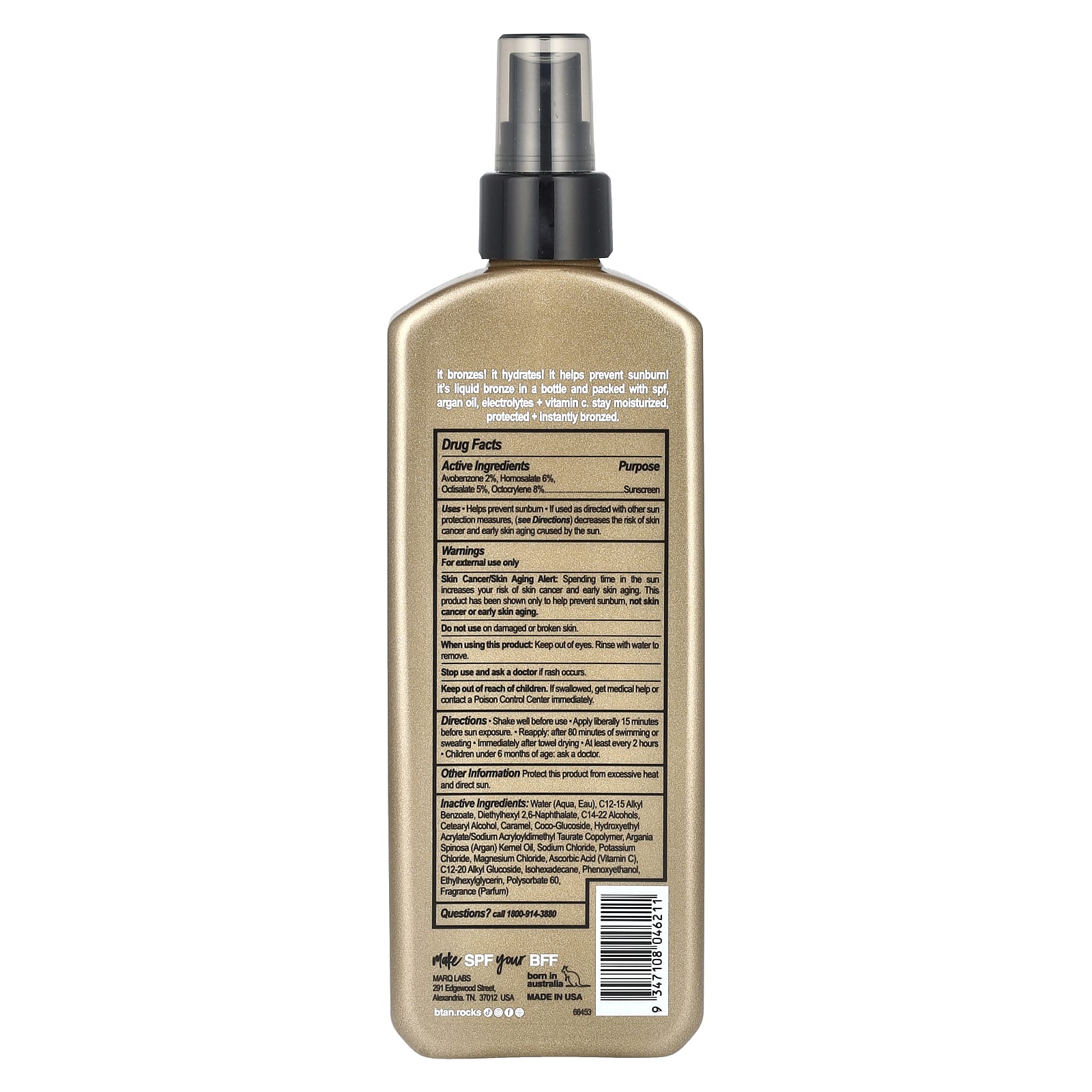 b.tan, Bronze In A Bottle, Bronzing Spray Lotion, SPF 7, 8.45 fl oz (250 ml)
