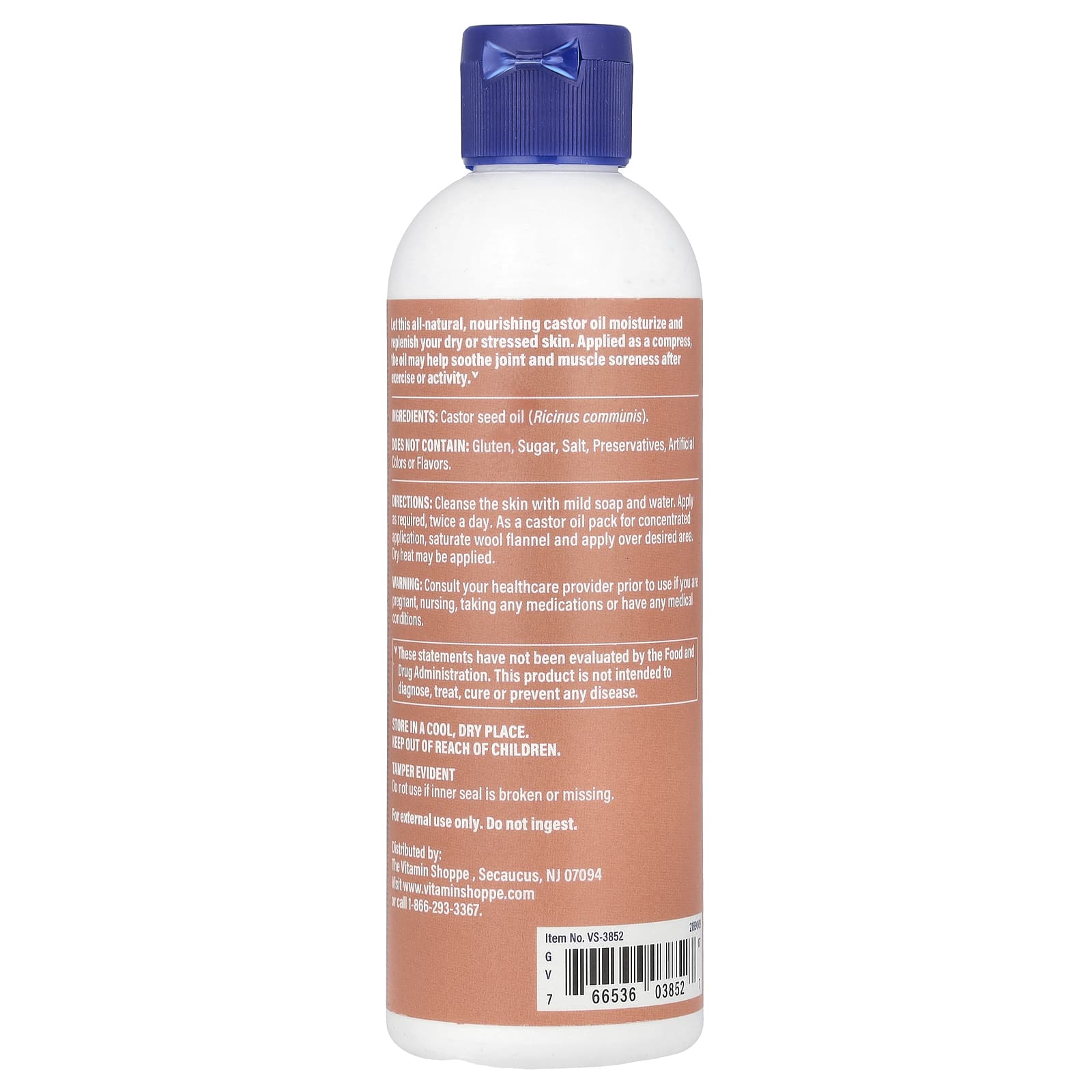 The Vitamin Shoppe, Castor Oil, 8 fl oz (237 ml)