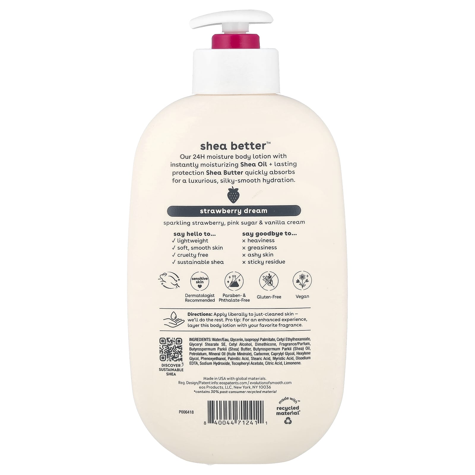 EOS, Shea Better™, 24H Moisture Body Lotion, Strawberry Dream, 16 fl oz (473 ml)