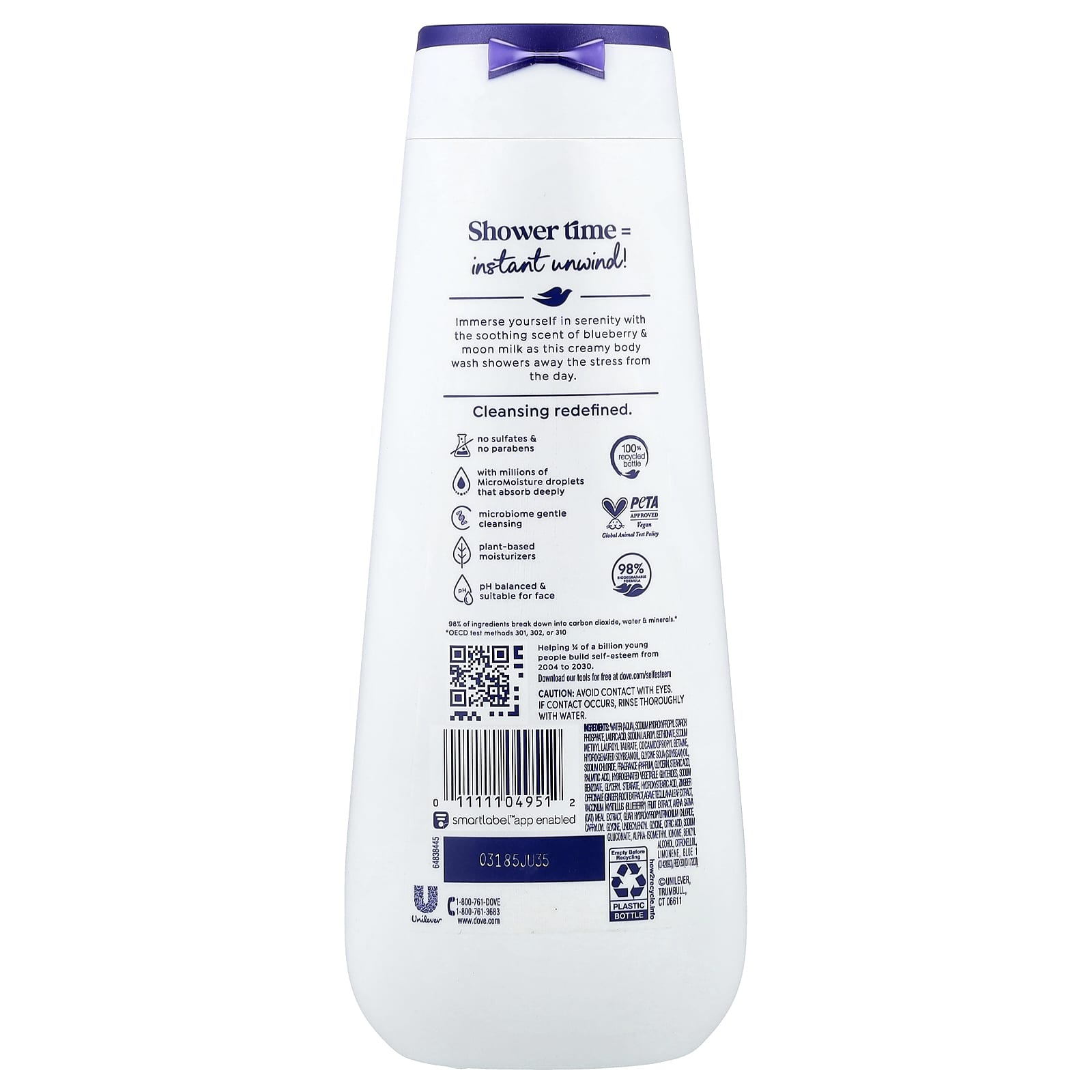 Dove, Unwind Body Wash, Blueberry + Moon Milk, 20 fl oz