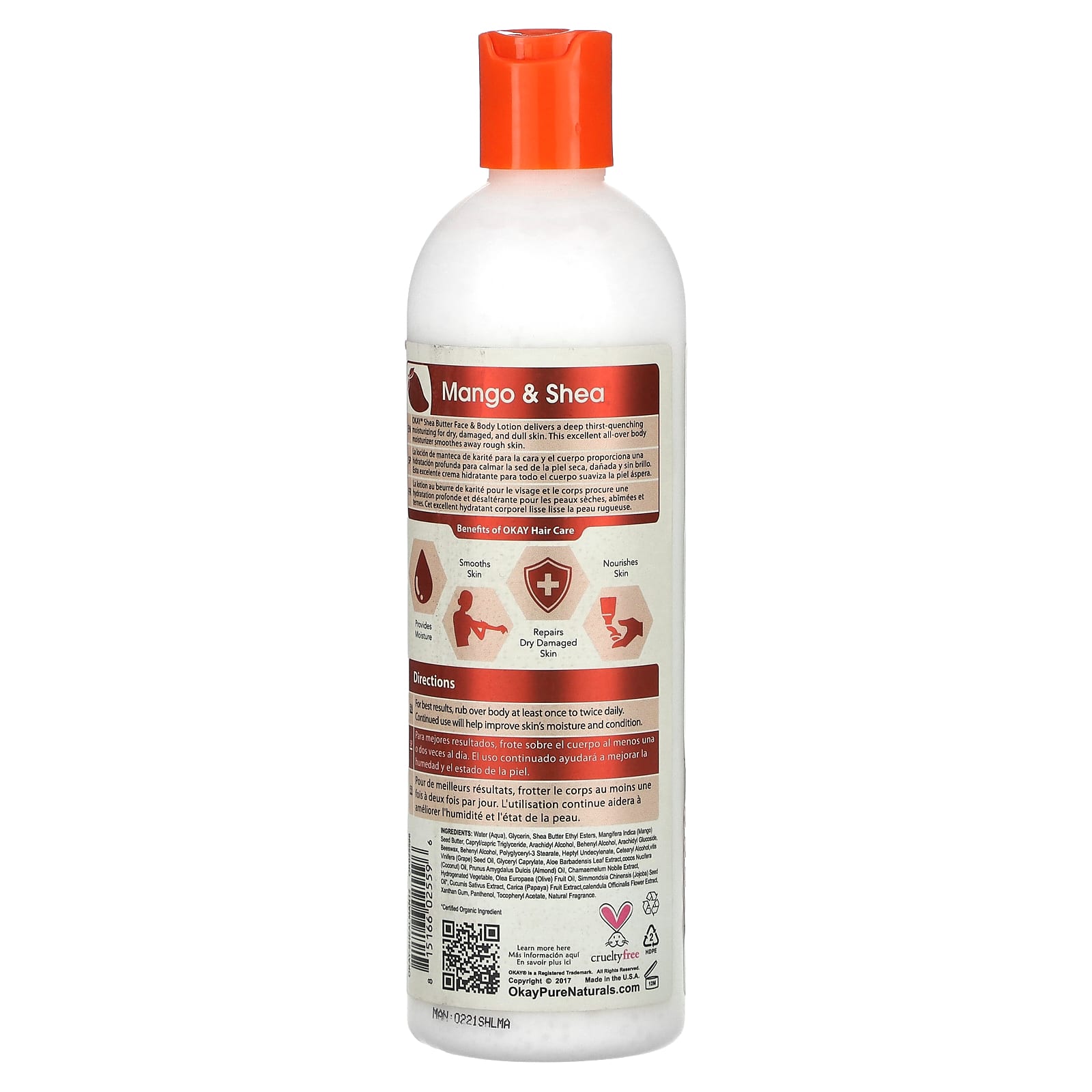 Okay Pure Naturals, Hand & Body Lotion , Mango & Shea , 12 fl oz (355 ml)