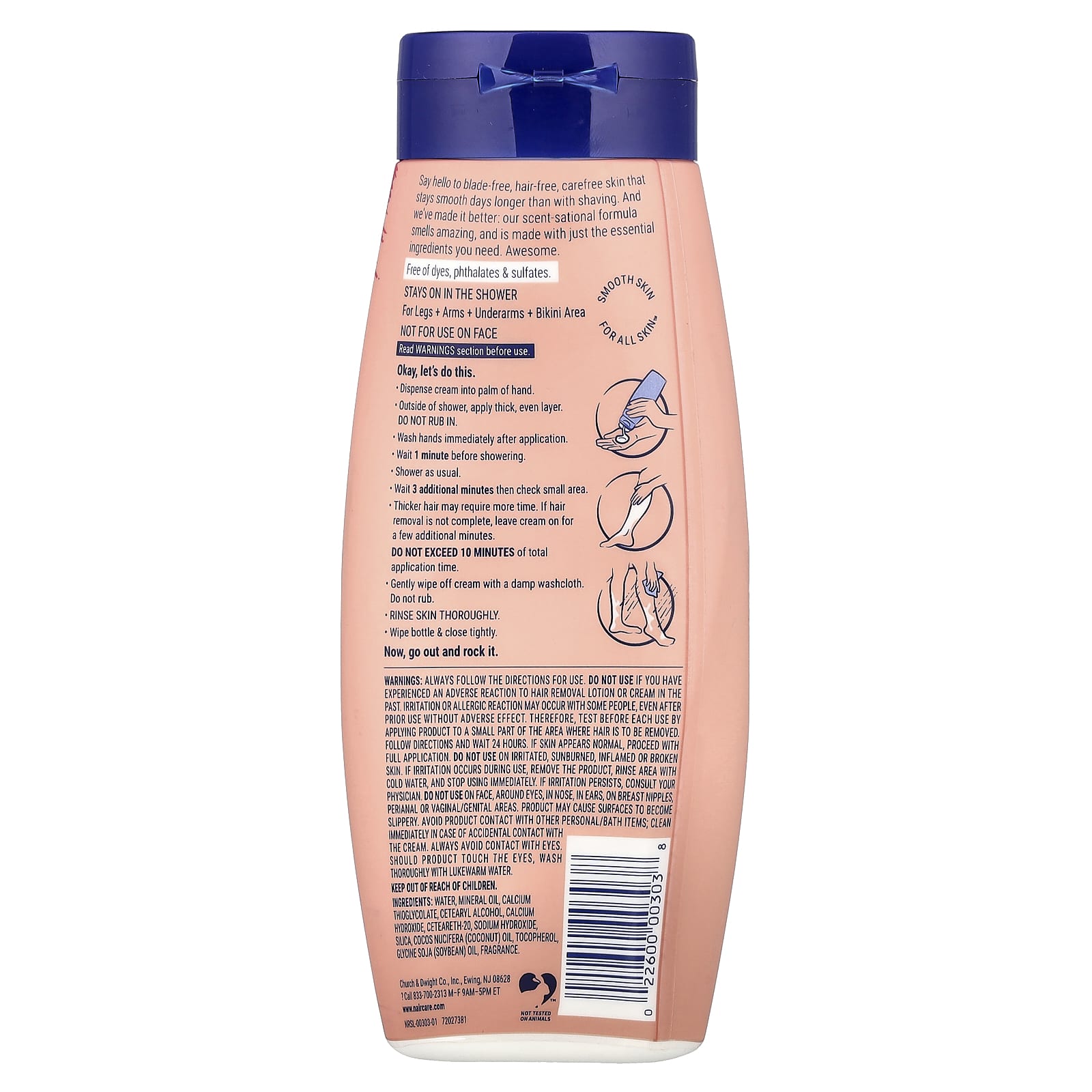 Nair, Shower Cream Hair Remover, Sensitive Formula, Natural Coconut Oil & Vitamin E, 12 oz (340 g)