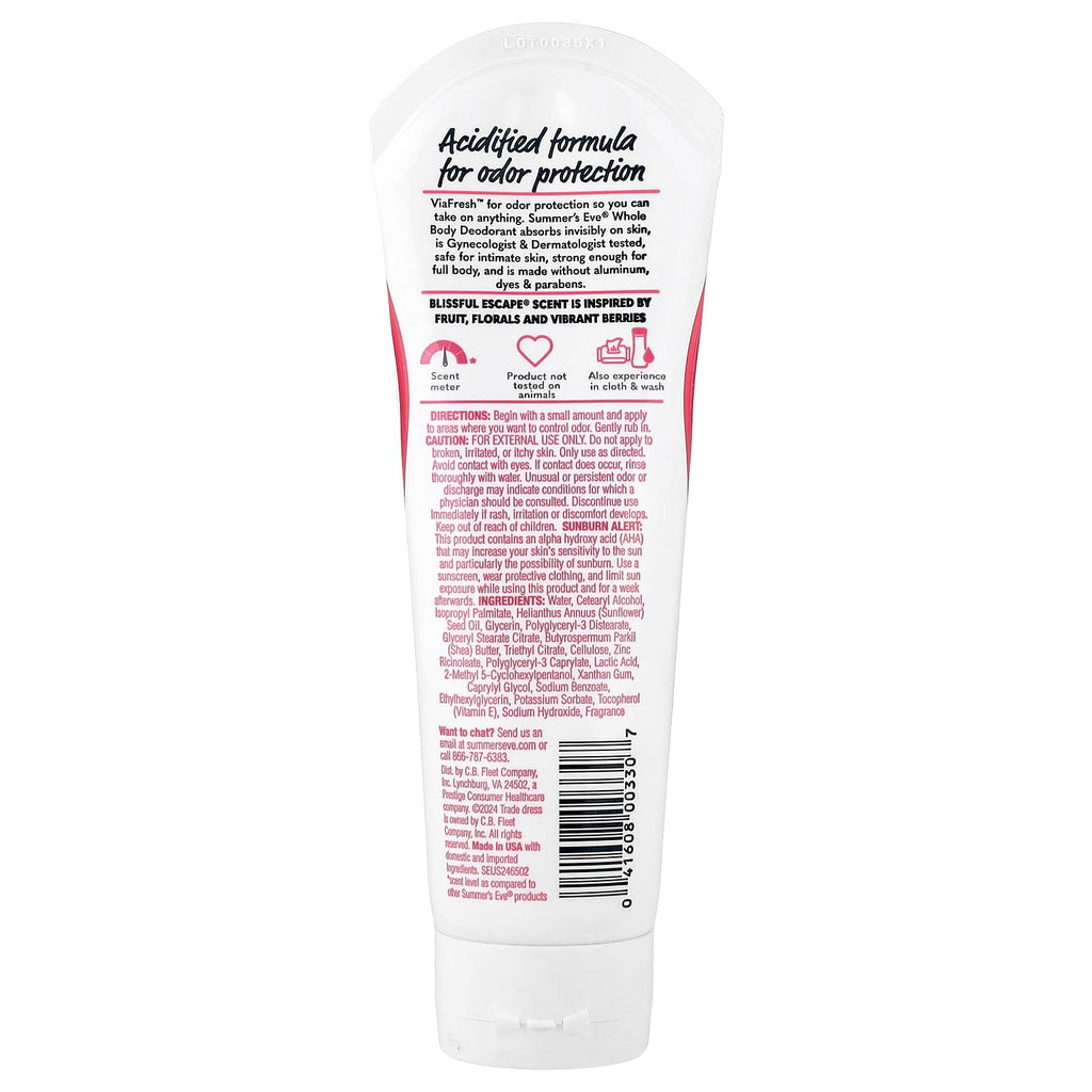 Summer's Eve, Ultimate Odor Protection™, Whole Body Deodorant, Blissful Escape®, 3 fl oz (89 ml)