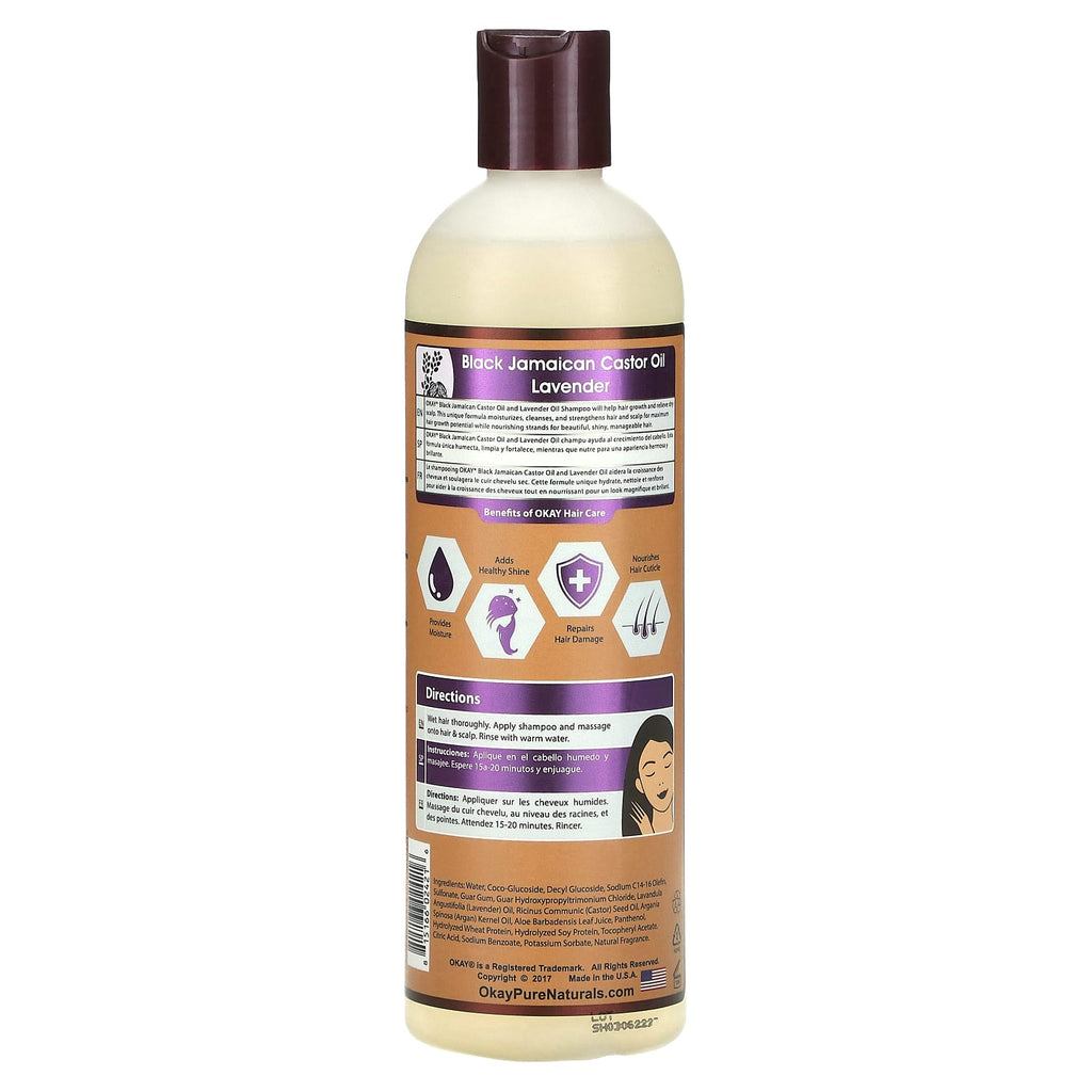 Okay Pure Naturals, Black Jamaican Castor Oil, Shampoo, Lavender, 12 fl oz (355 ml)
