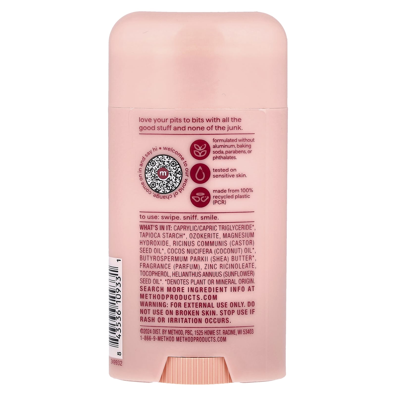 Method, Deodorant, Pure Peace, 2.65 oz (75 g)